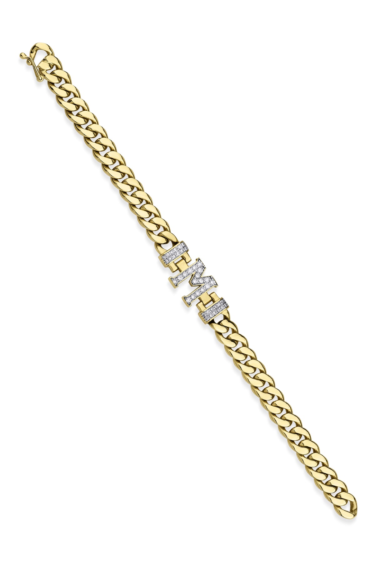 14K Gold Diamond Personalized Letter Bracelet
