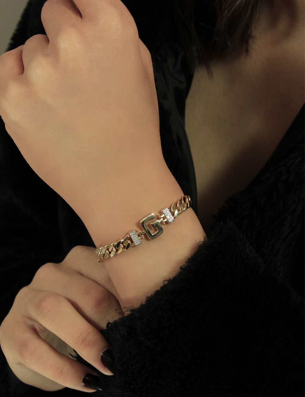 14K Gold Diamond Personalized Letter Bracelet