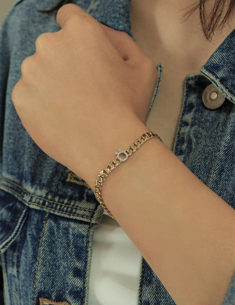 14K Gold Diamond Personalized Letter Bracelet