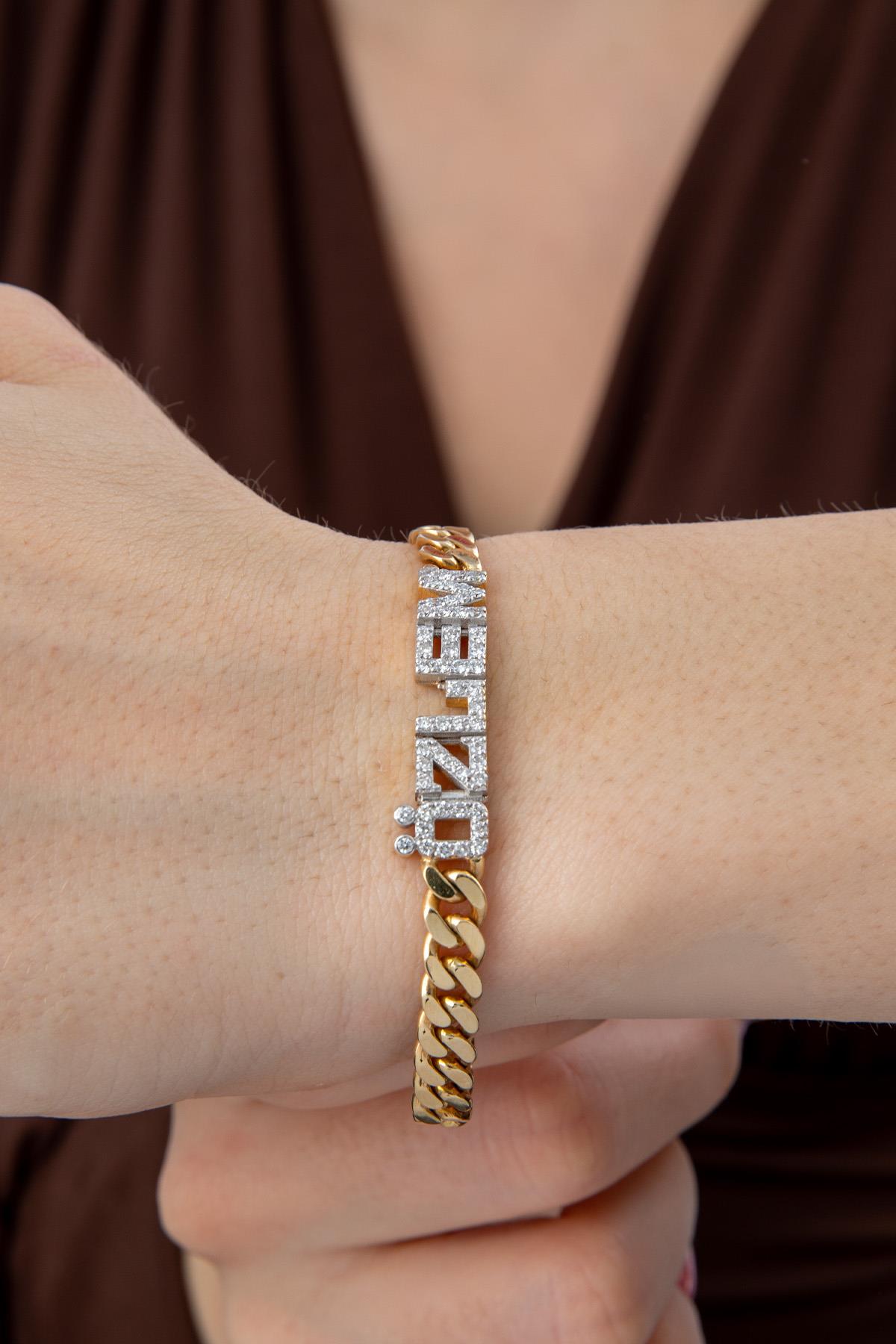 14K Gold Diamond Personalized Name Bracelet