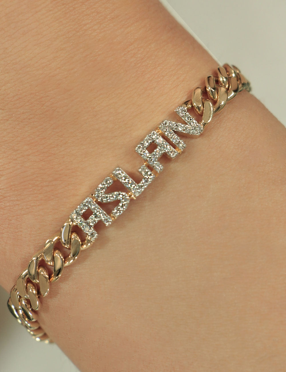 14K Gold Diamond Personalized Name Bracelet