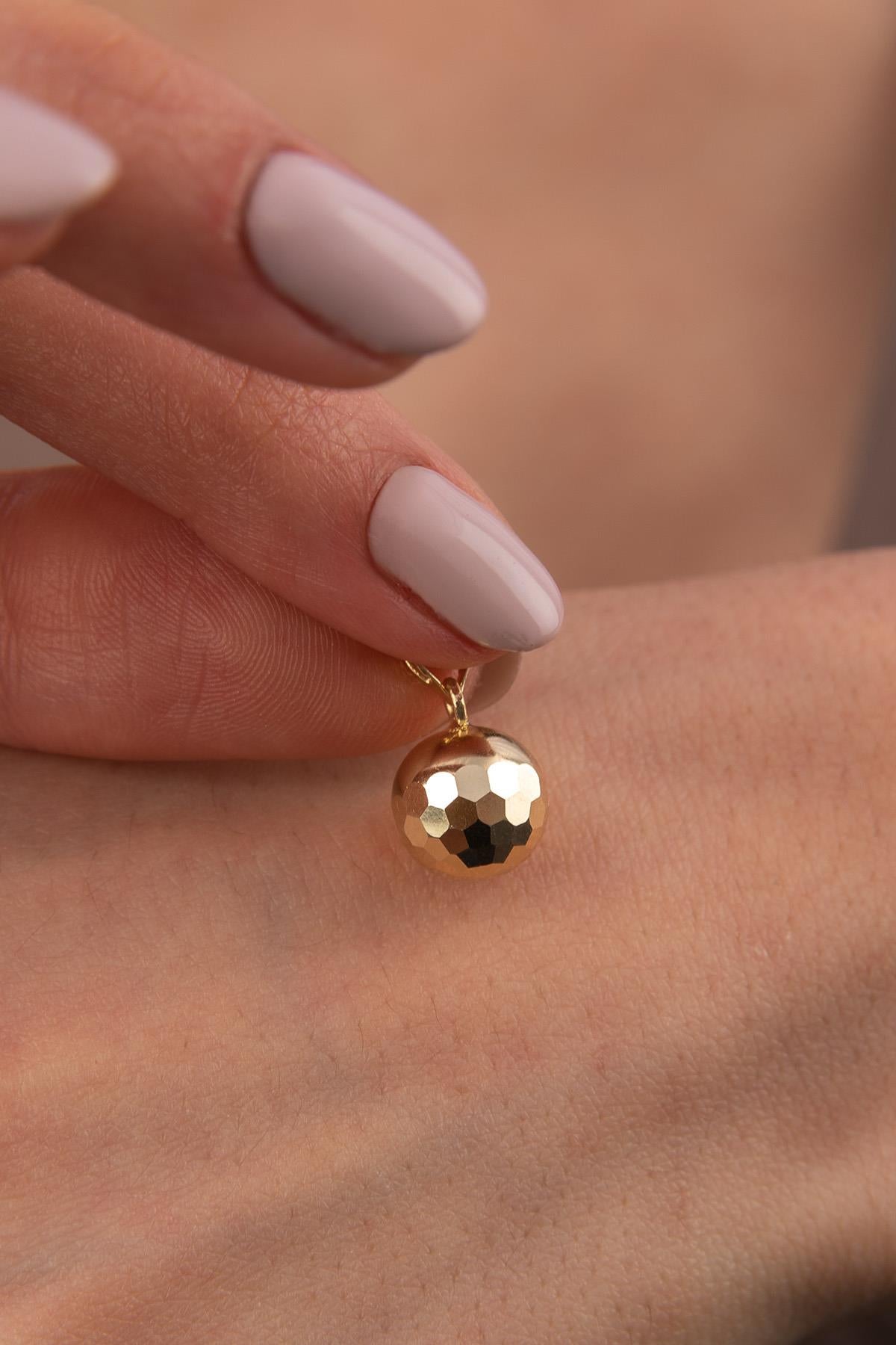 14K Gold Disco Ball Charm ( Big )