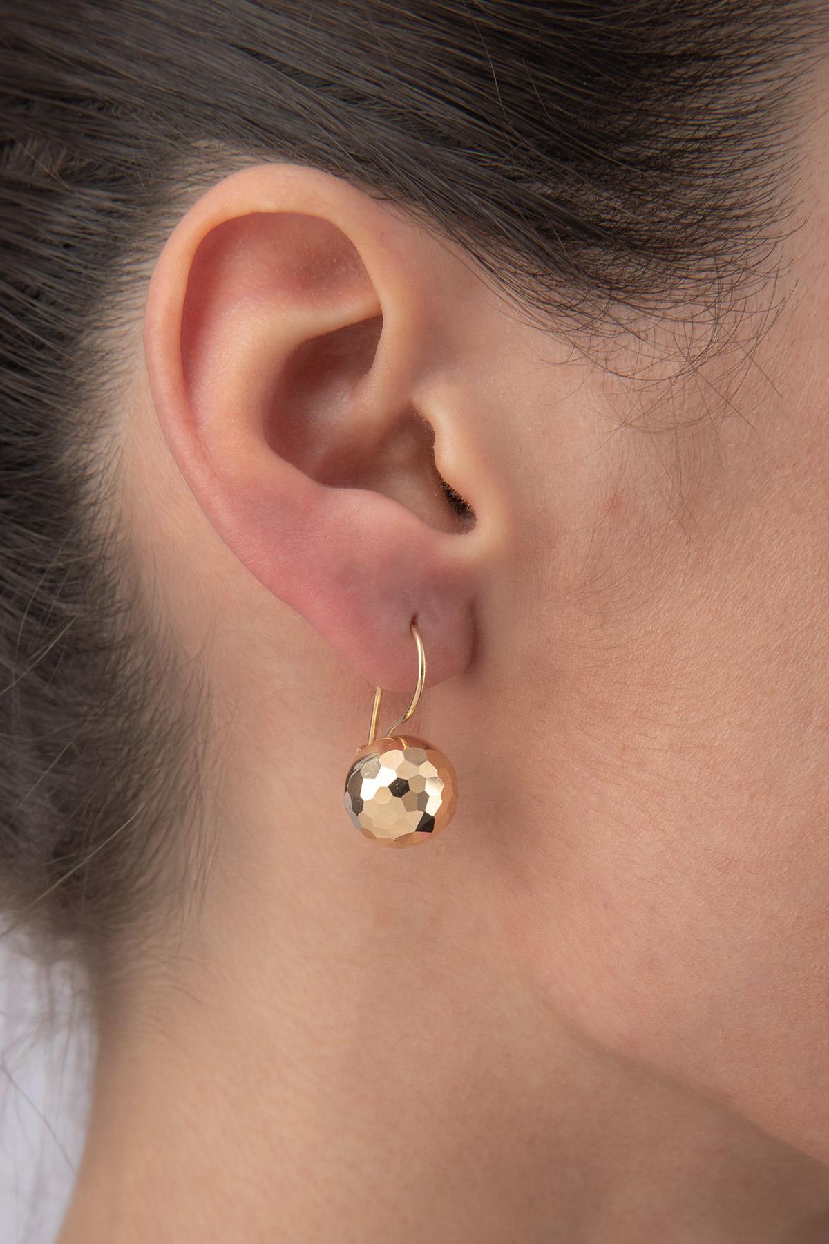 14K Gold Disco Euro Ball Earrings