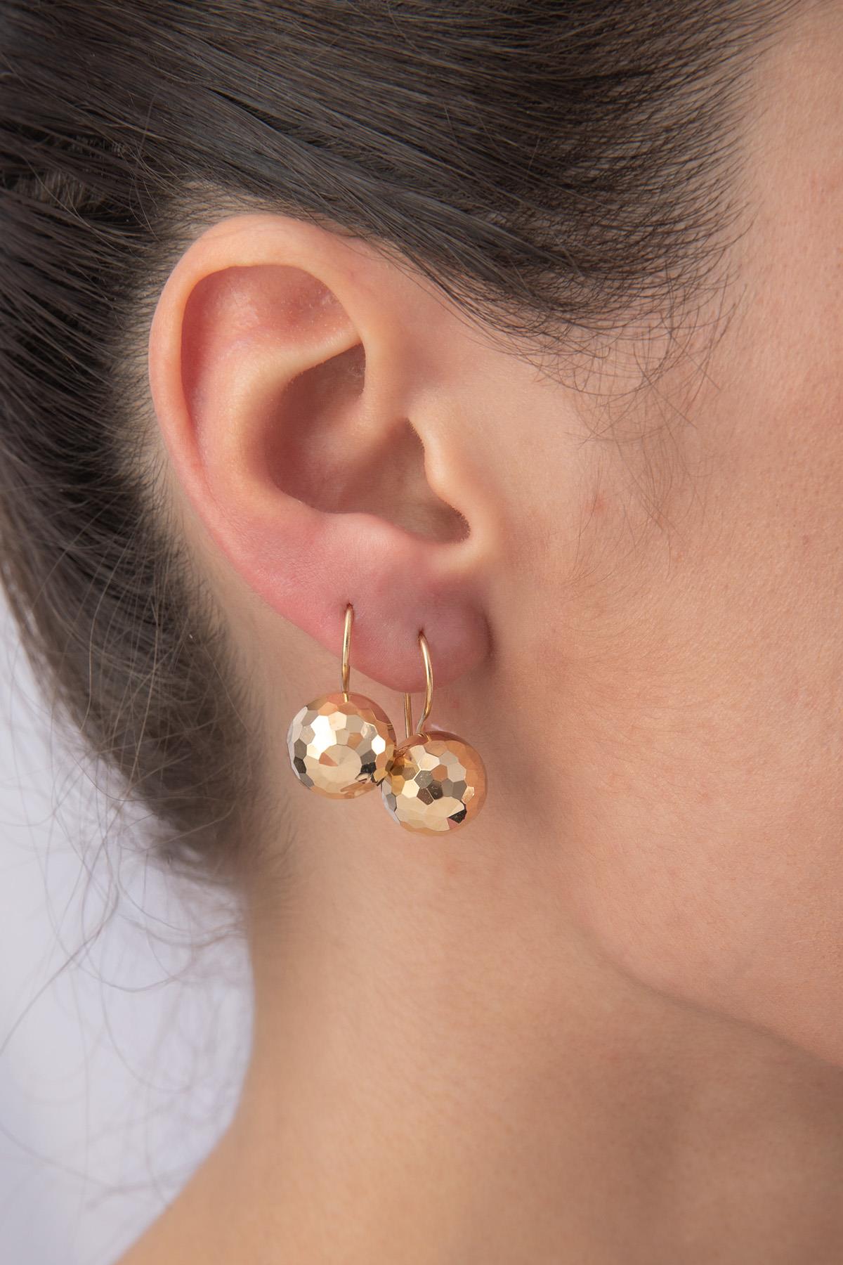 14K Gold Disco Euro Ball Earrings