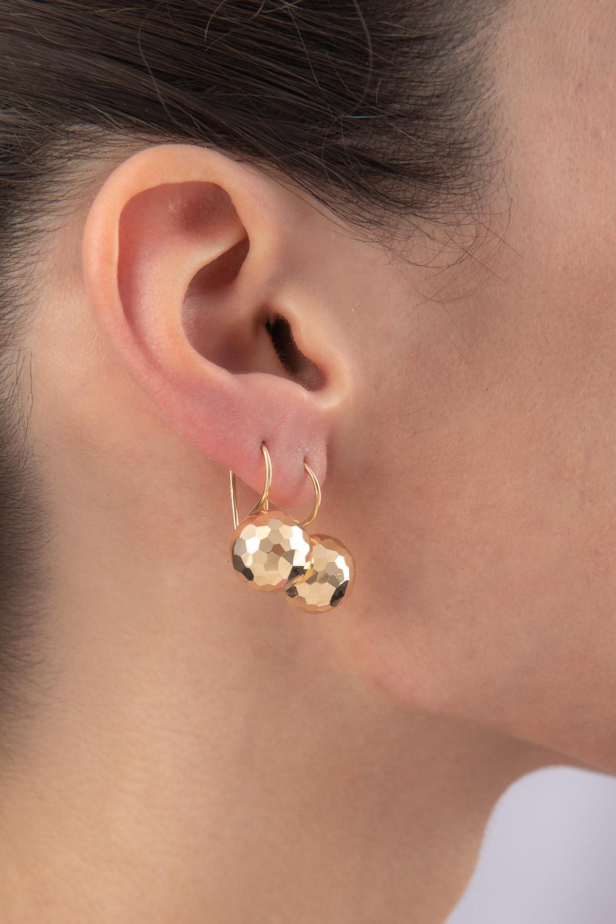 14K Gold Disco Euro Ball Earrings
