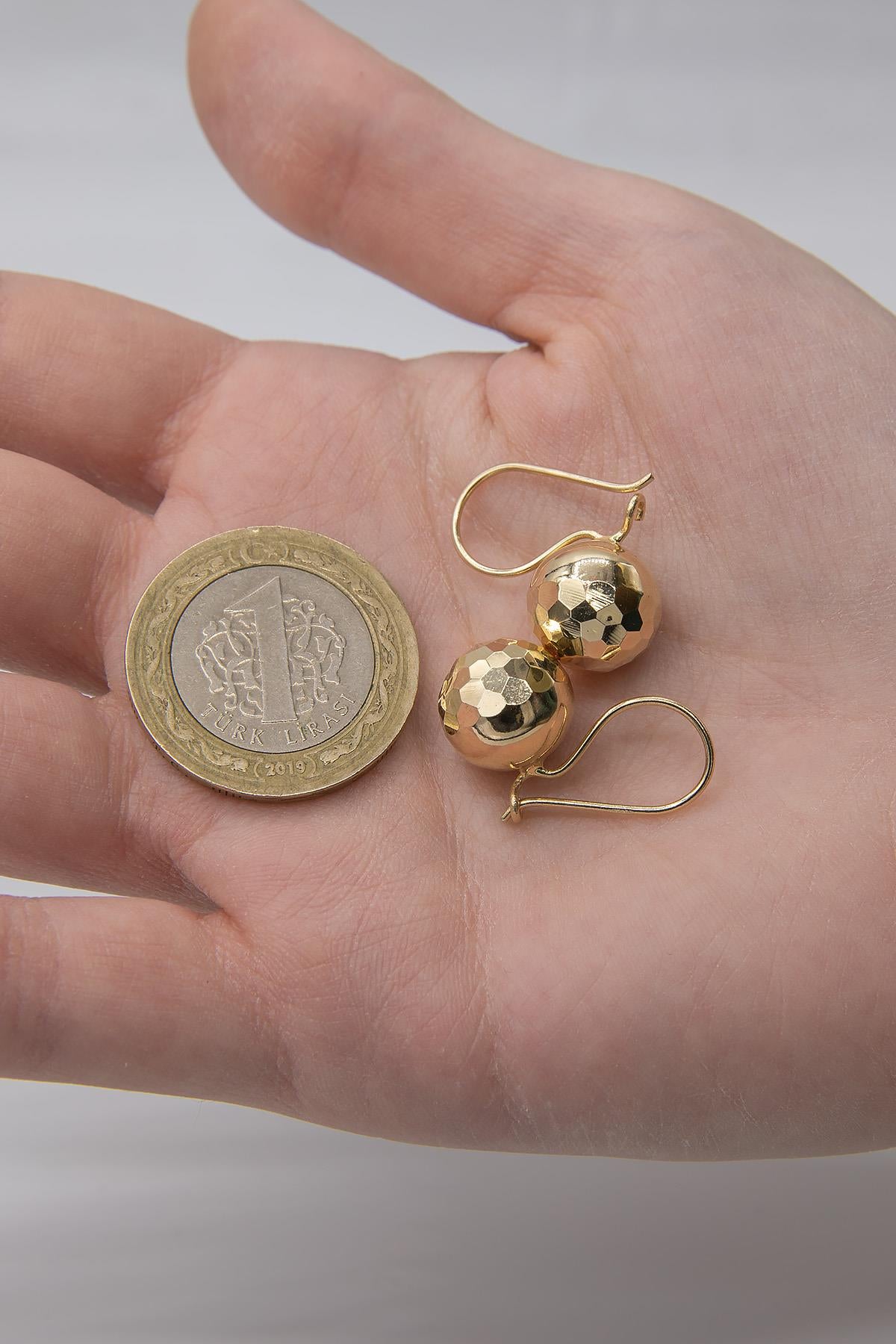 14K Gold Disco Euro Ball Earrings