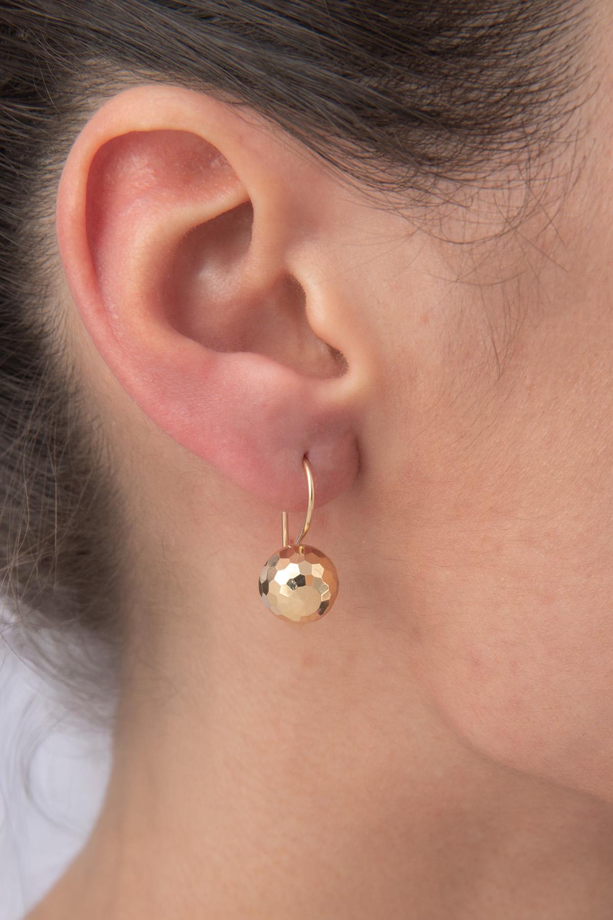 14K Gold Disco Euroball Earrings ( Big )