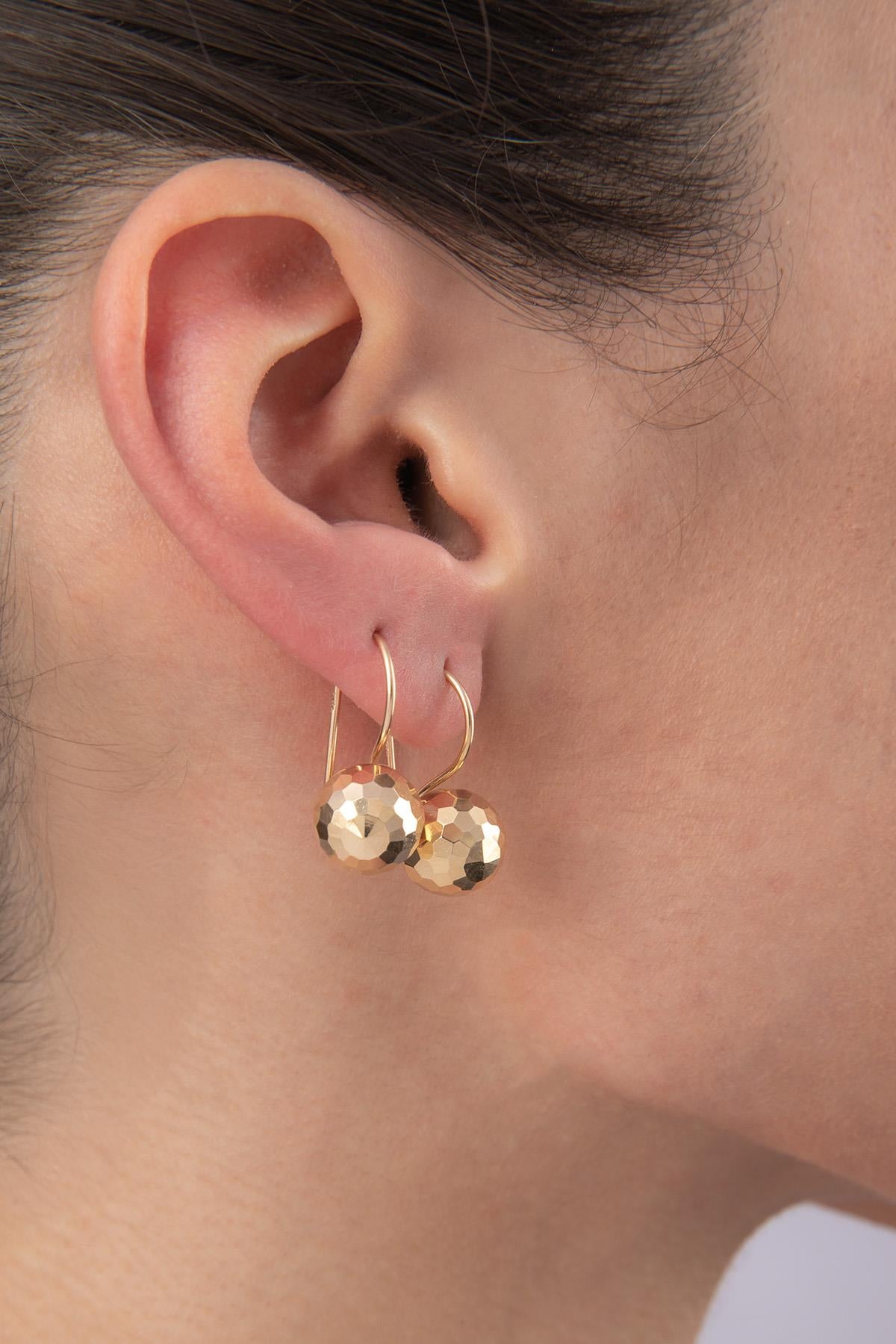 14K Gold Disco Euroball Earrings ( Big )