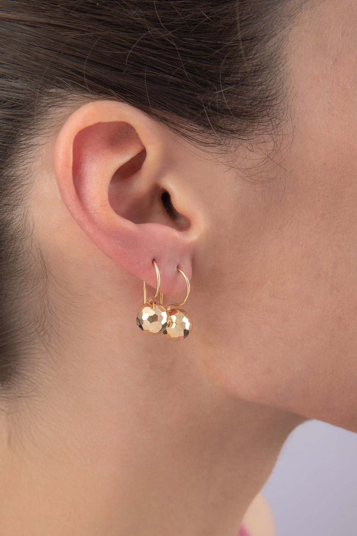 14K Gold Disco Euroball Earrings ( Medium )