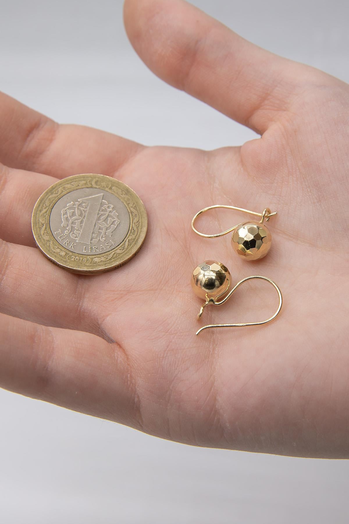 14K Gold Disco Euroball Earrings ( Medium )