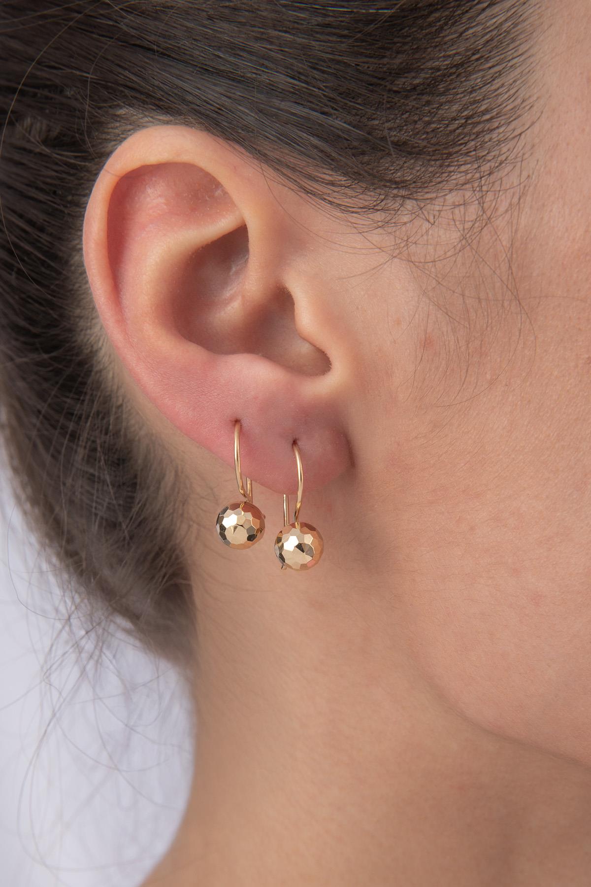 14K Gold Disco Euroball Earrings ( Small )