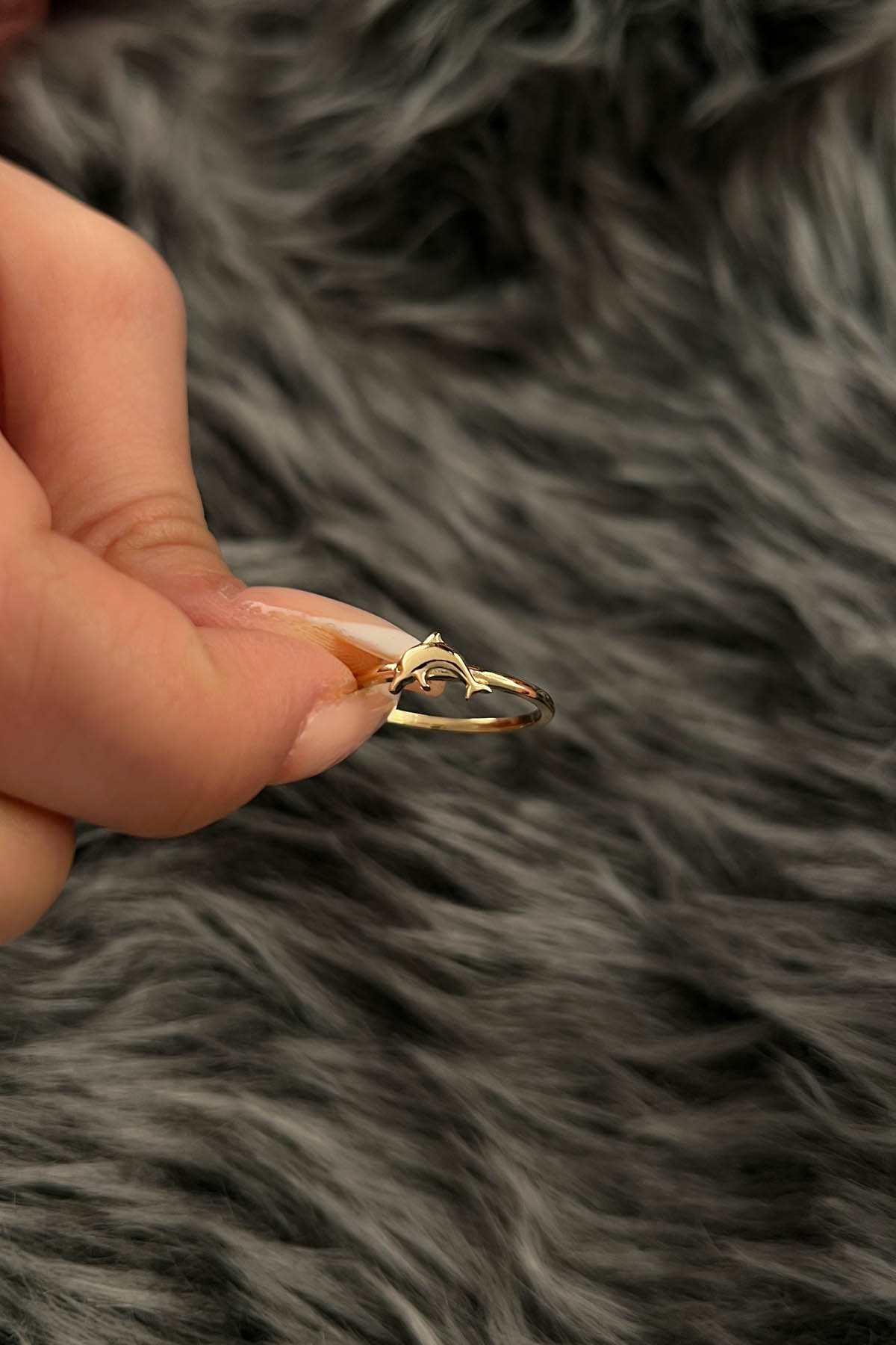14K Gold Dolphin Shaped Ring