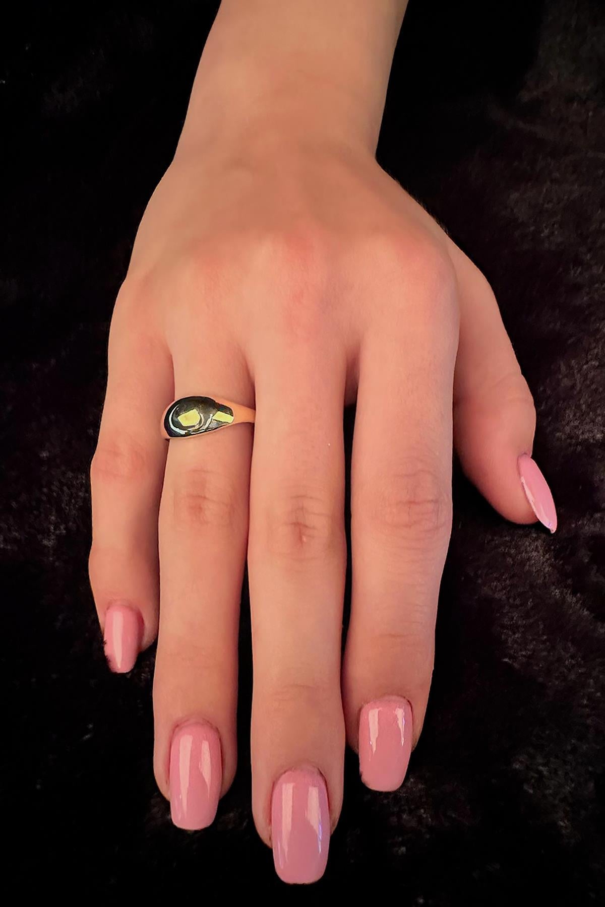 14K Gold Domed Puff Ring