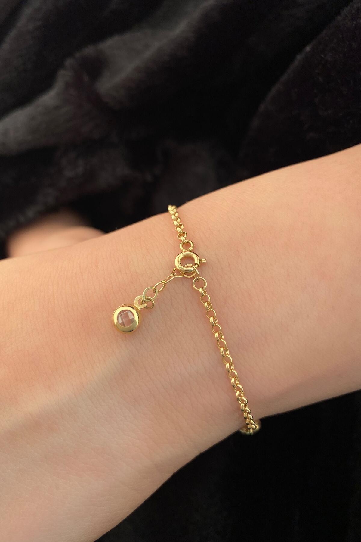14K Gold Dorica Ball With Blue Object Bracelet