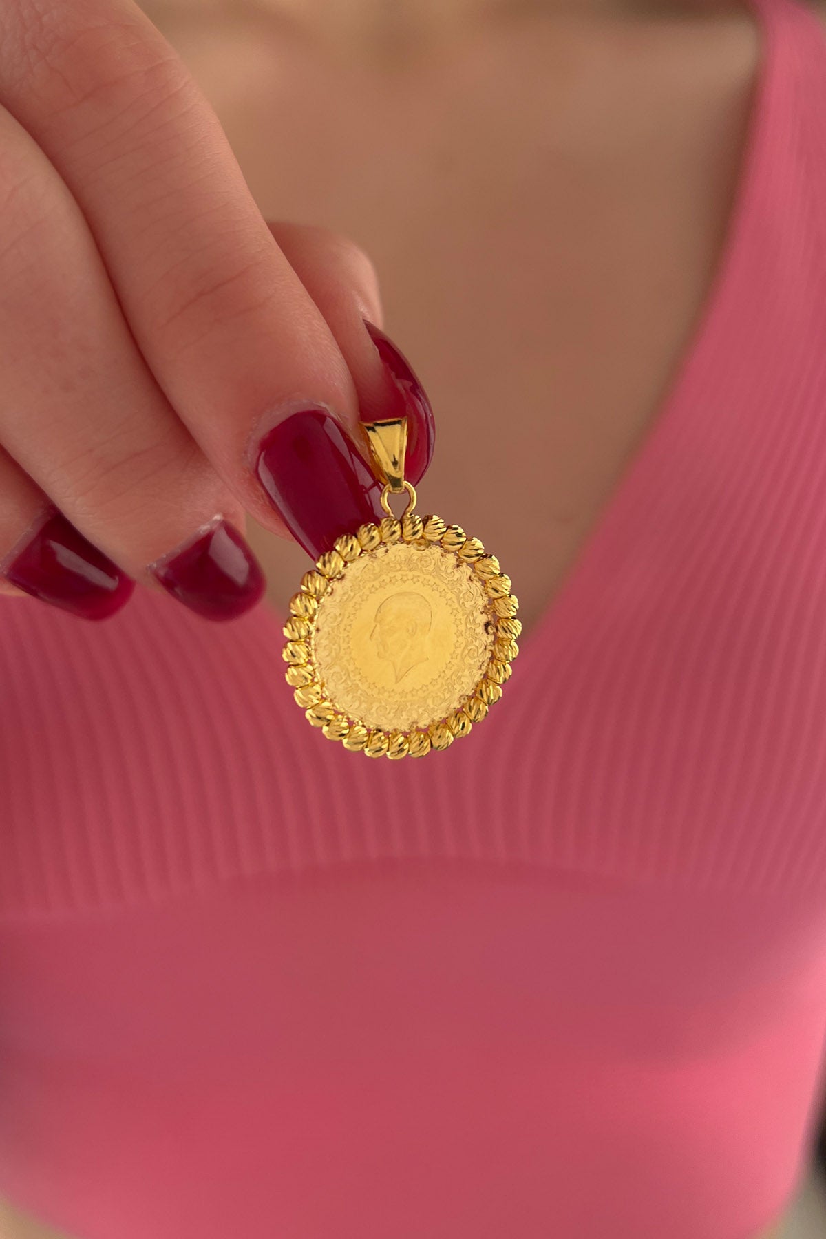 14K Gold Dorica Coin Charm