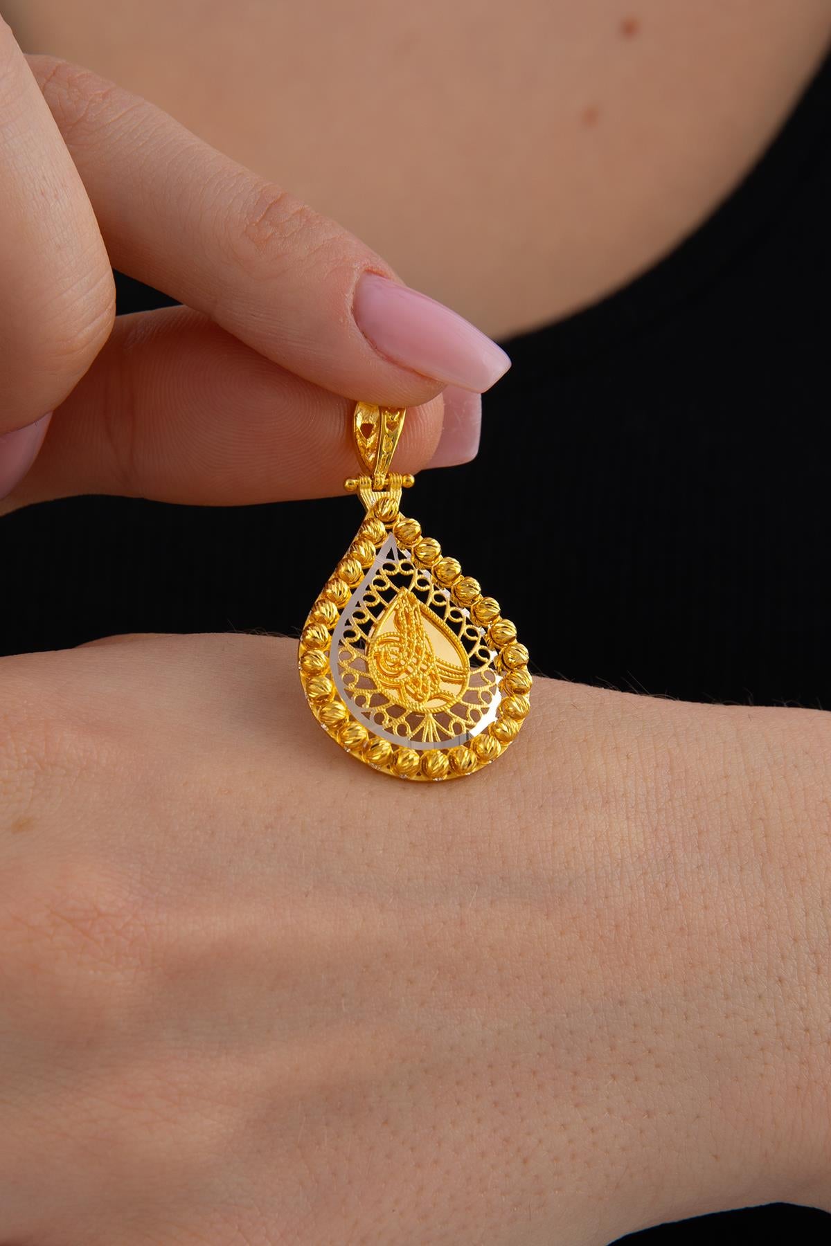 14K Gold Dorica Tugra Charm