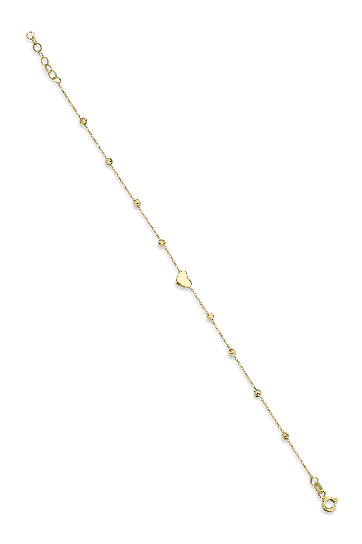 14K Gold Dorika Ball Detail Heart Bracelet
