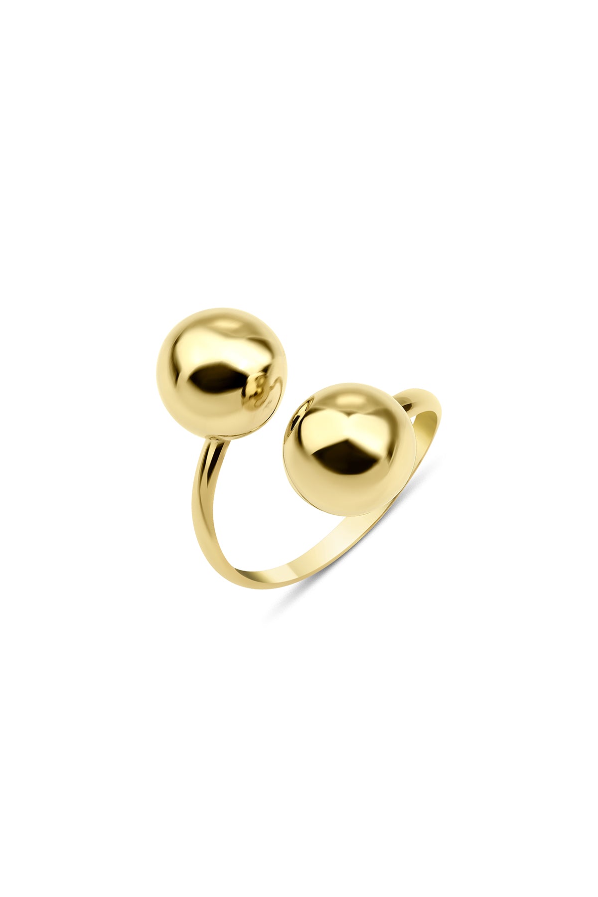 14K Gold Double Euro Ball Ring