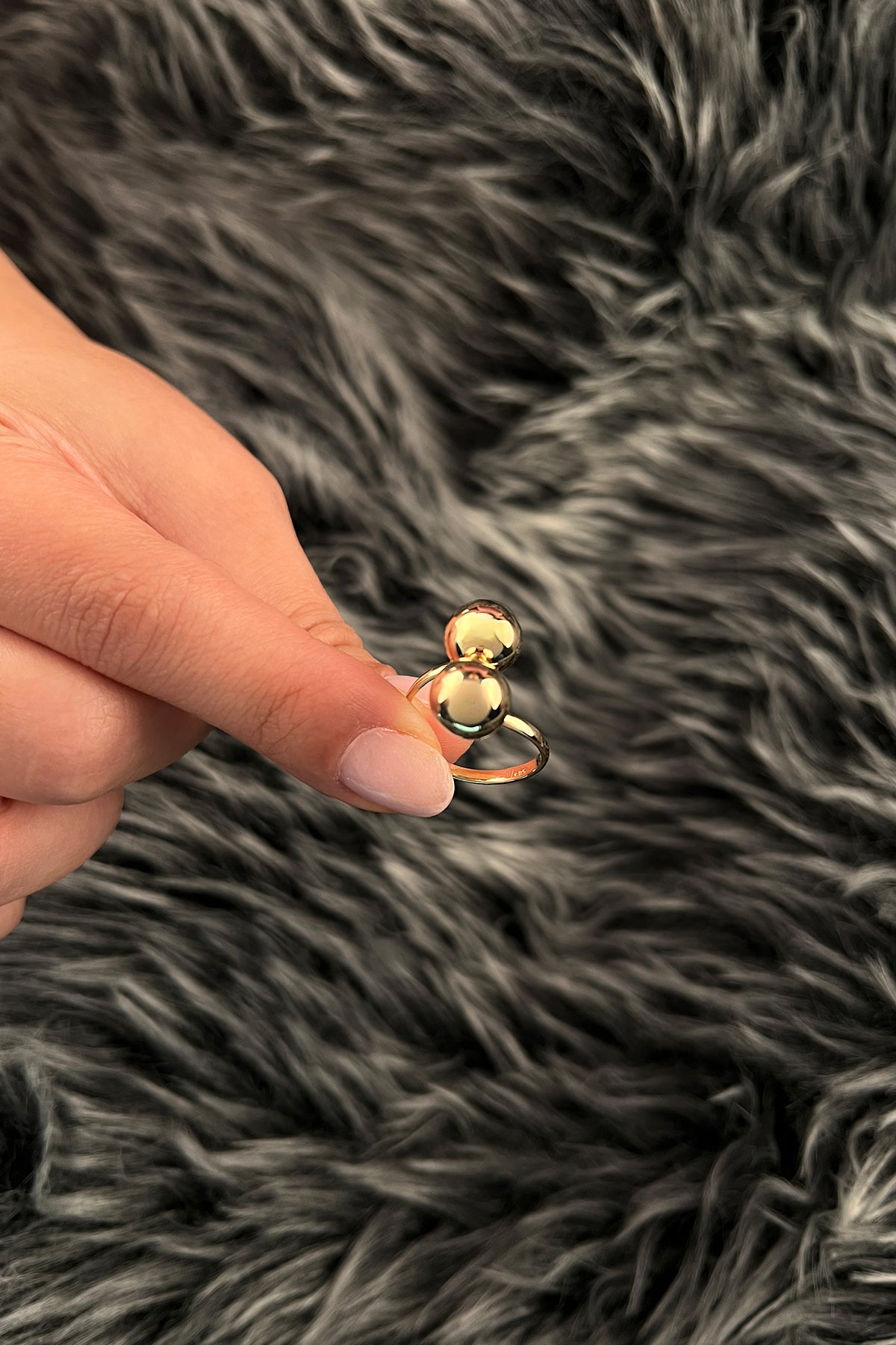 14K Gold Double Euro Ball Ring