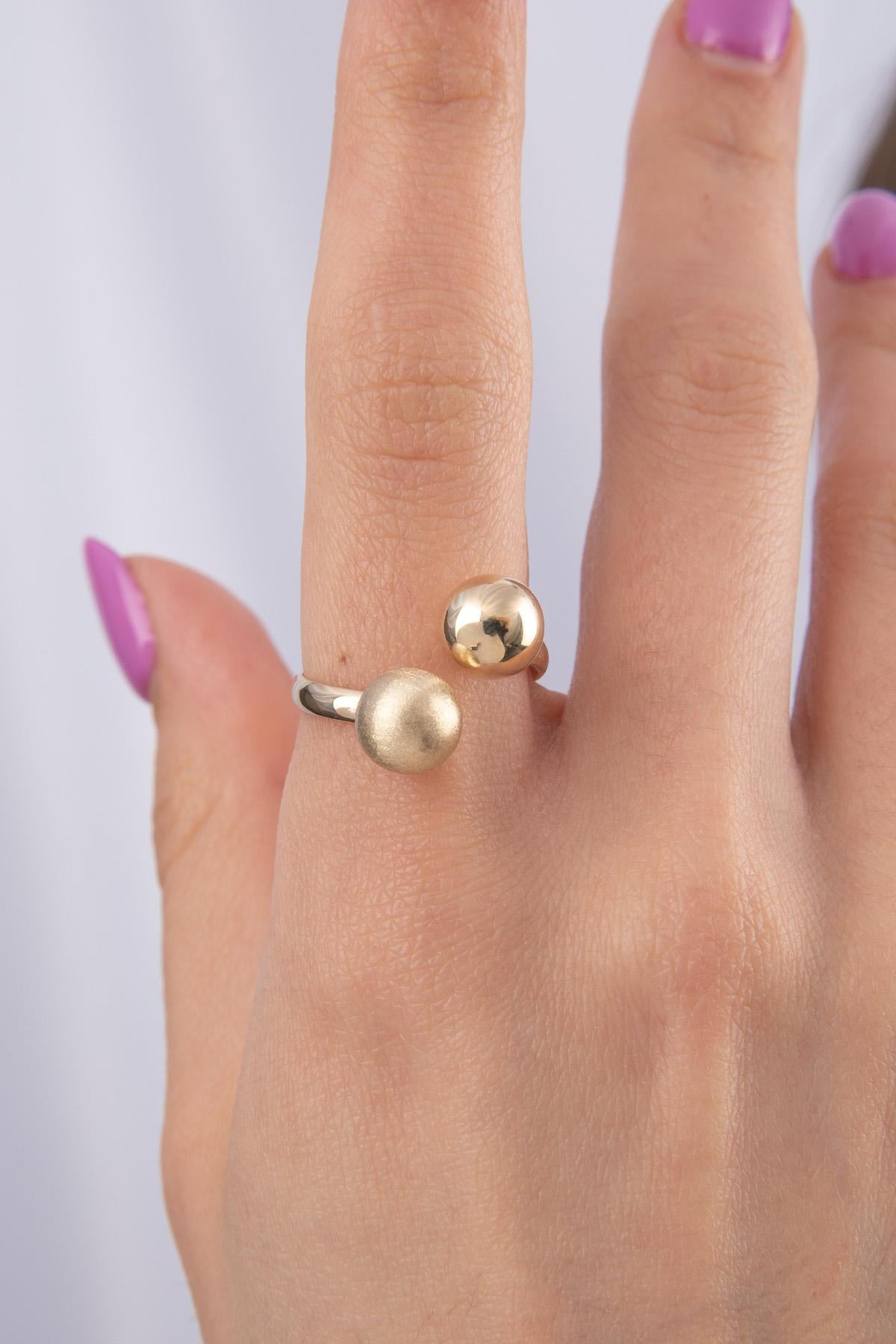 14K Gold Double Euro Ball Ring
