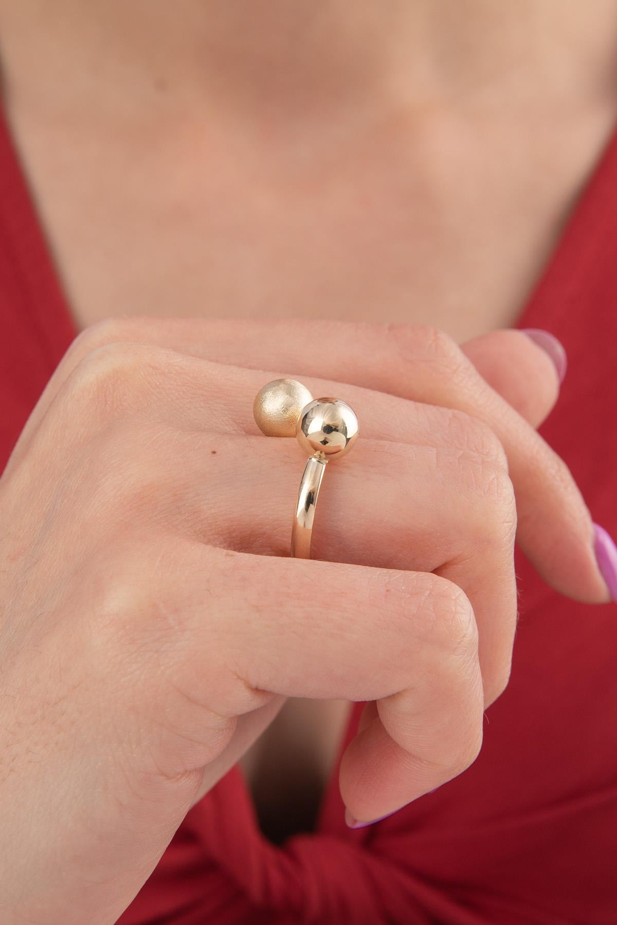 14K Gold Double Euro Ball Ring