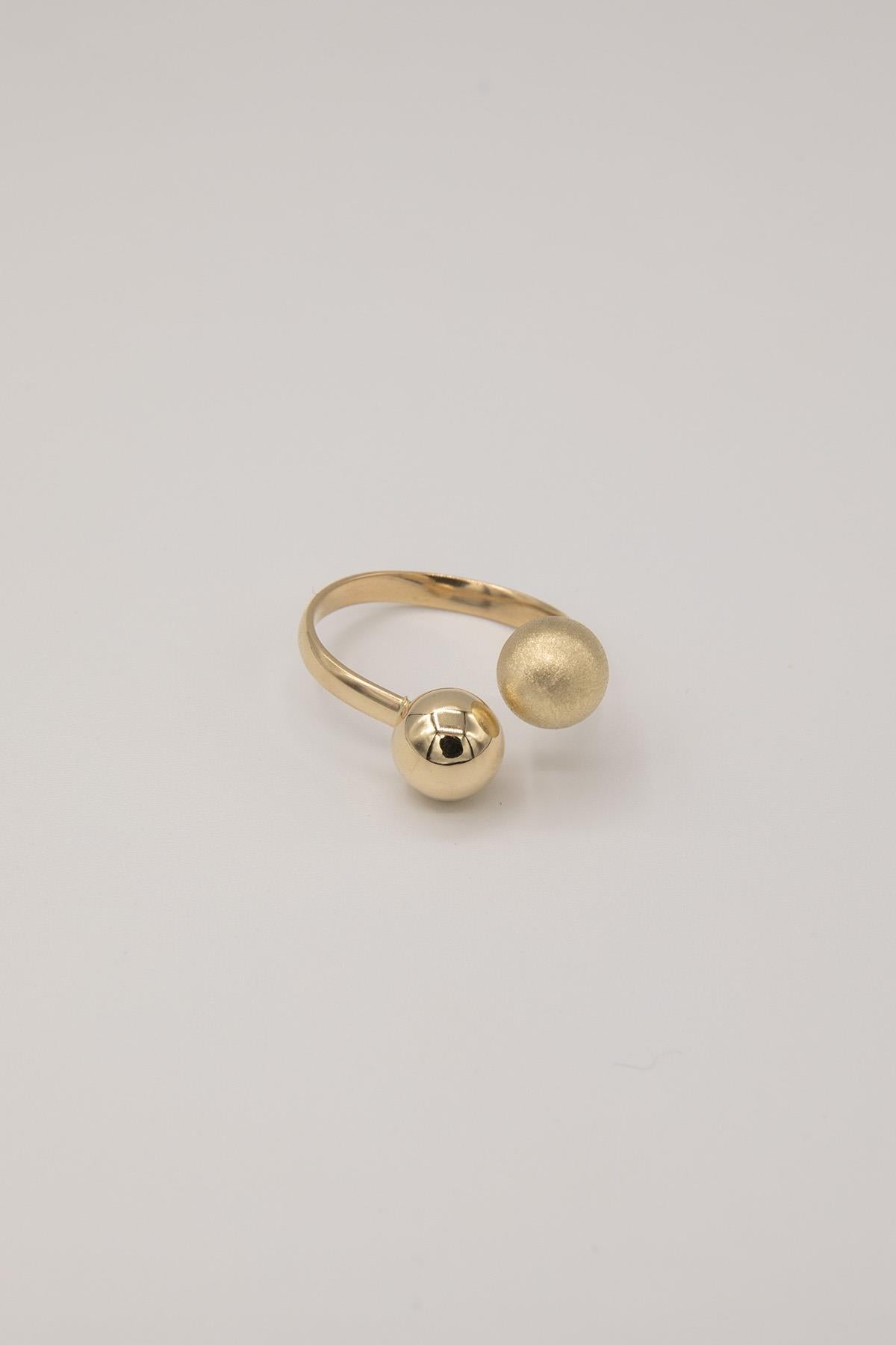 14K Gold Double Euro Ball Ring