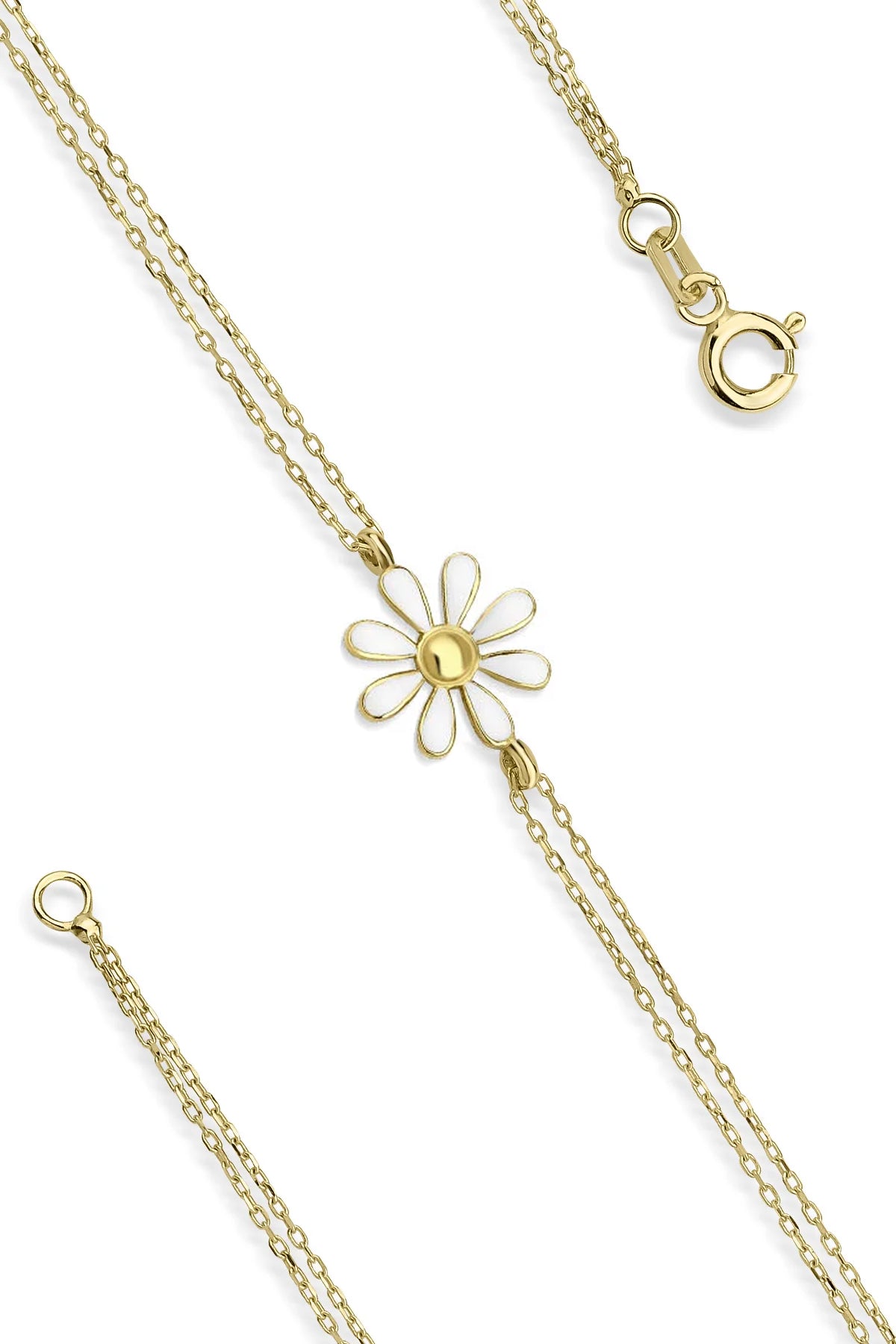 14K Gold Double Row Daisy Bracelet