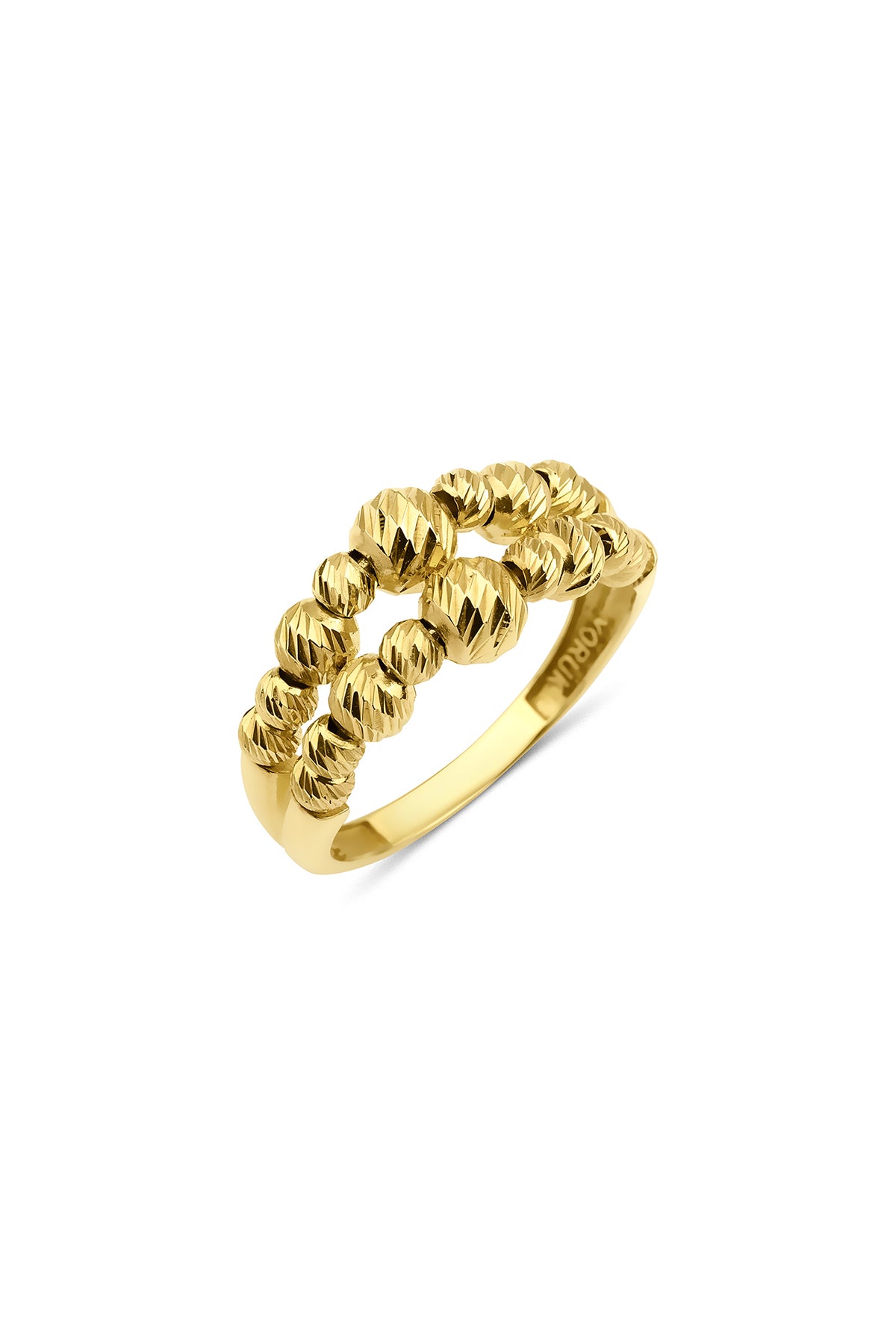 14K Gold Double Row Dorica Ring