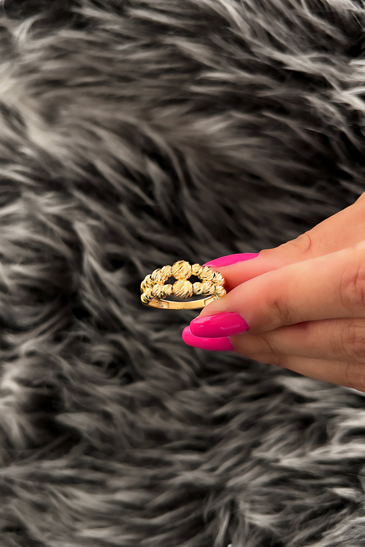 14K Gold Double Row Dorica Ring