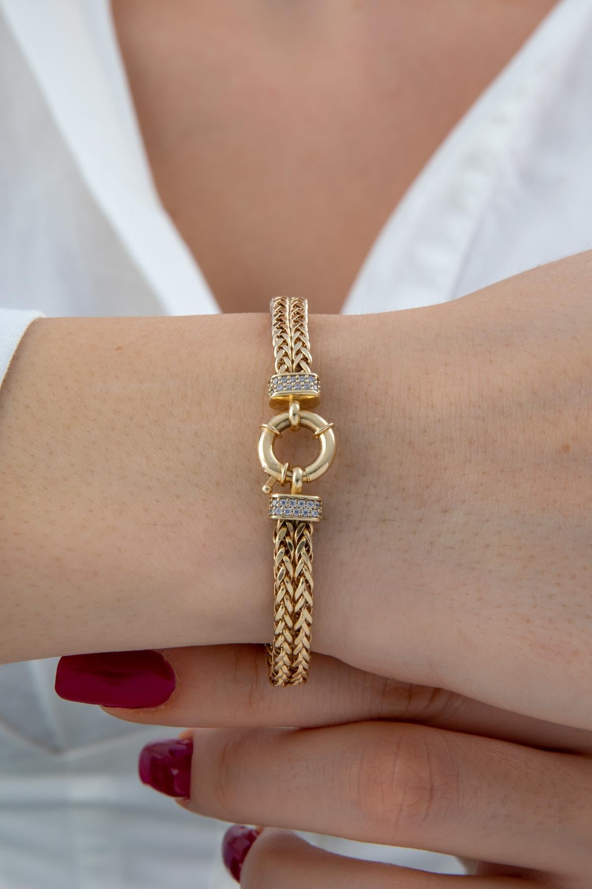 14K Gold Double Row Franco Chain Bracelet