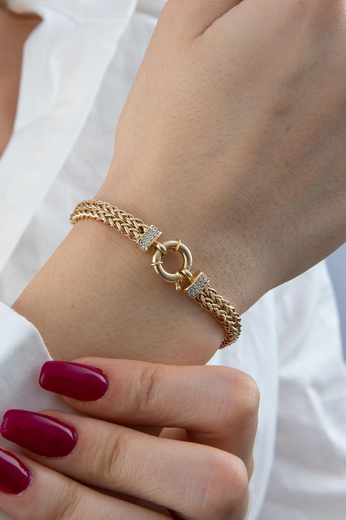 14K Gold Double Row Franco Chain Bracelet