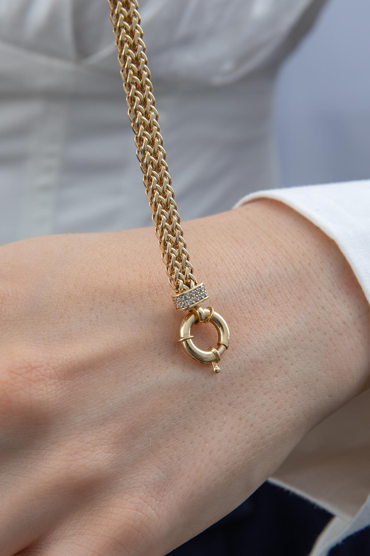 14K Gold Double Row Franco Chain Bracelet