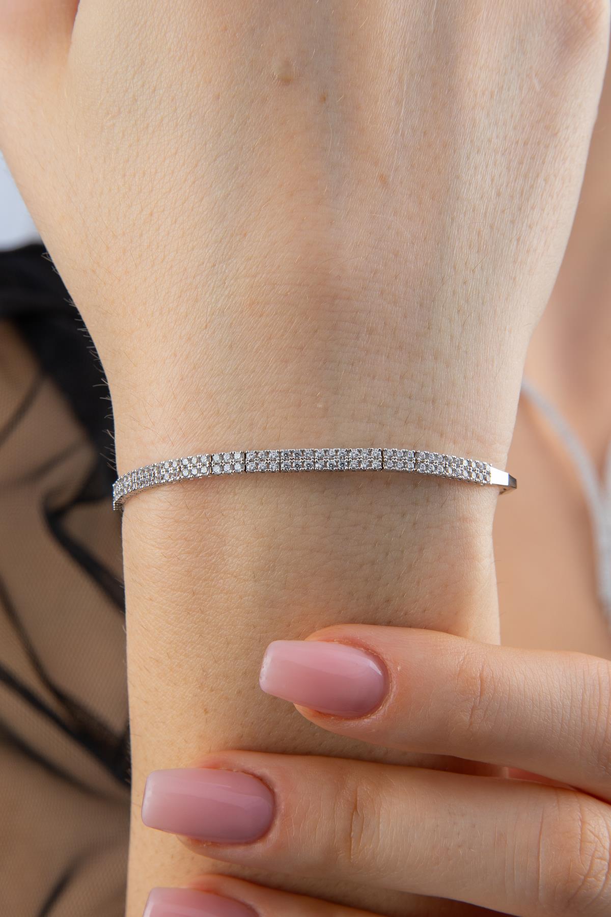 14K Gold Double Row Tennis Bracelet