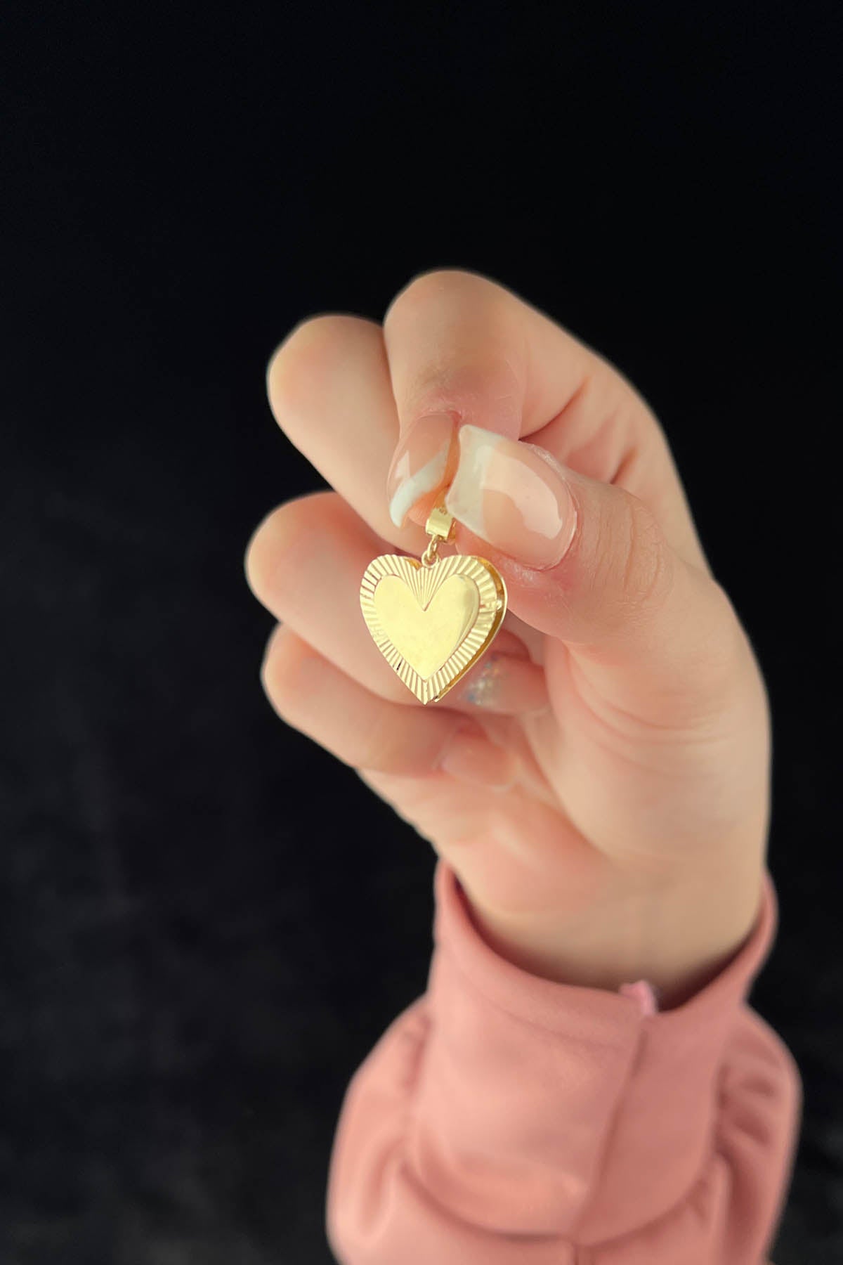 14K Gold Double Sided Bright Heart Charm
