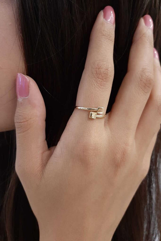 14K Gold Double Square Ring