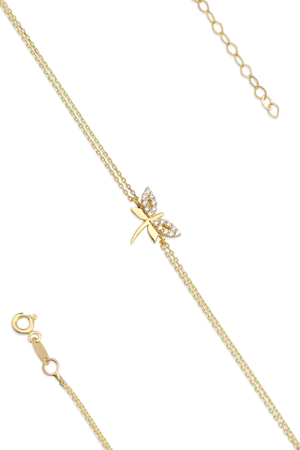 14K Gold Dragonfly Shaped Bracelet
