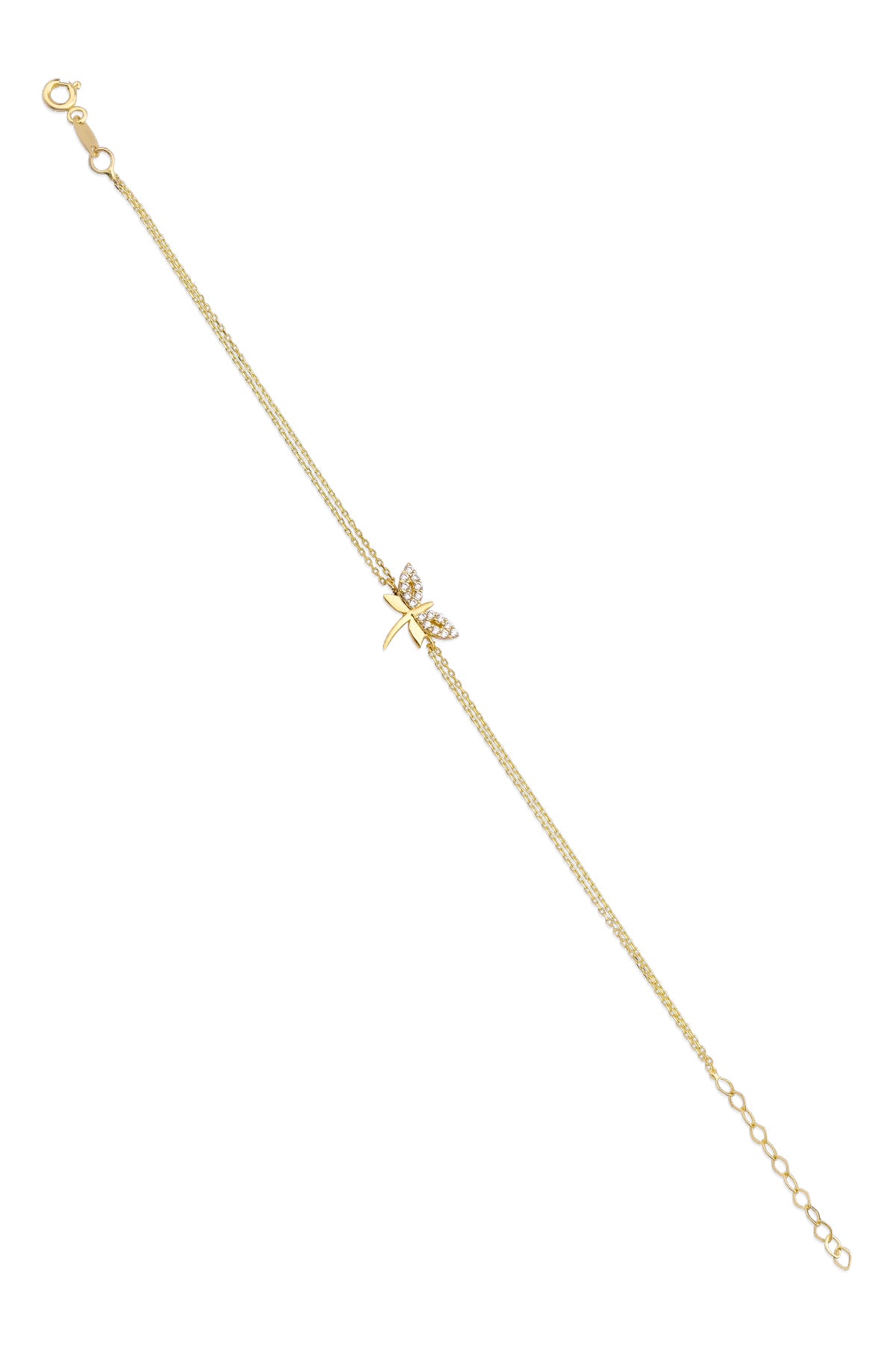 14K Gold Dragonfly Shaped Bracelet