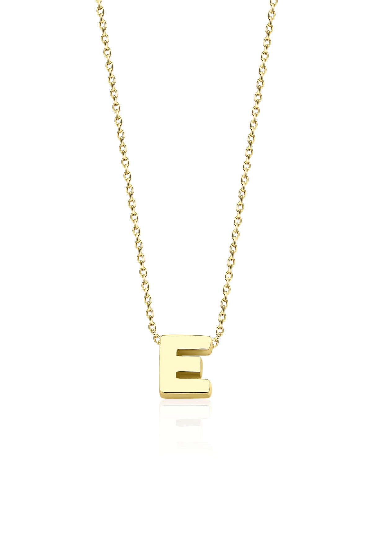 14K Gold E Initial Necklace