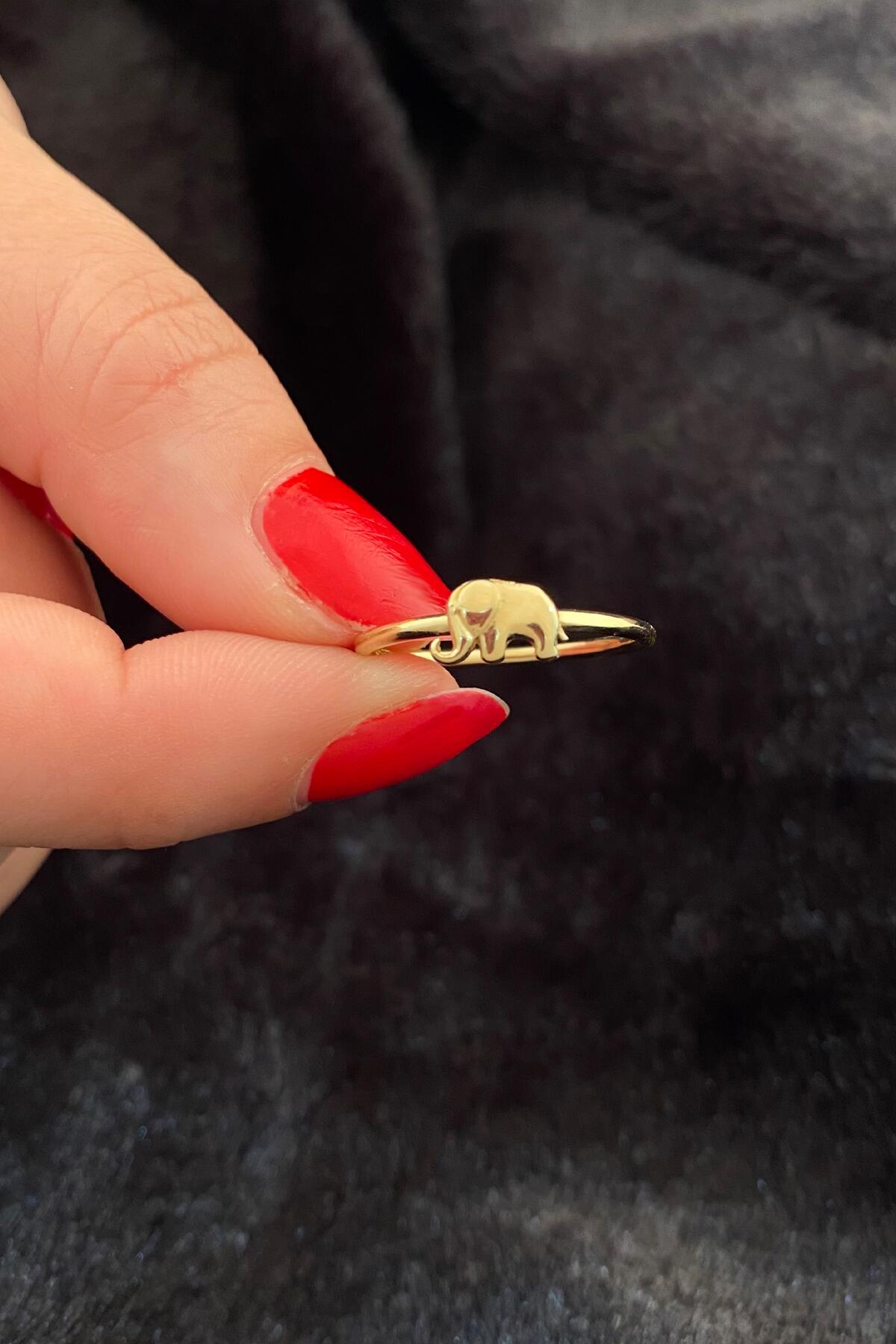 14K Solid Gold Elephant Shape Ring