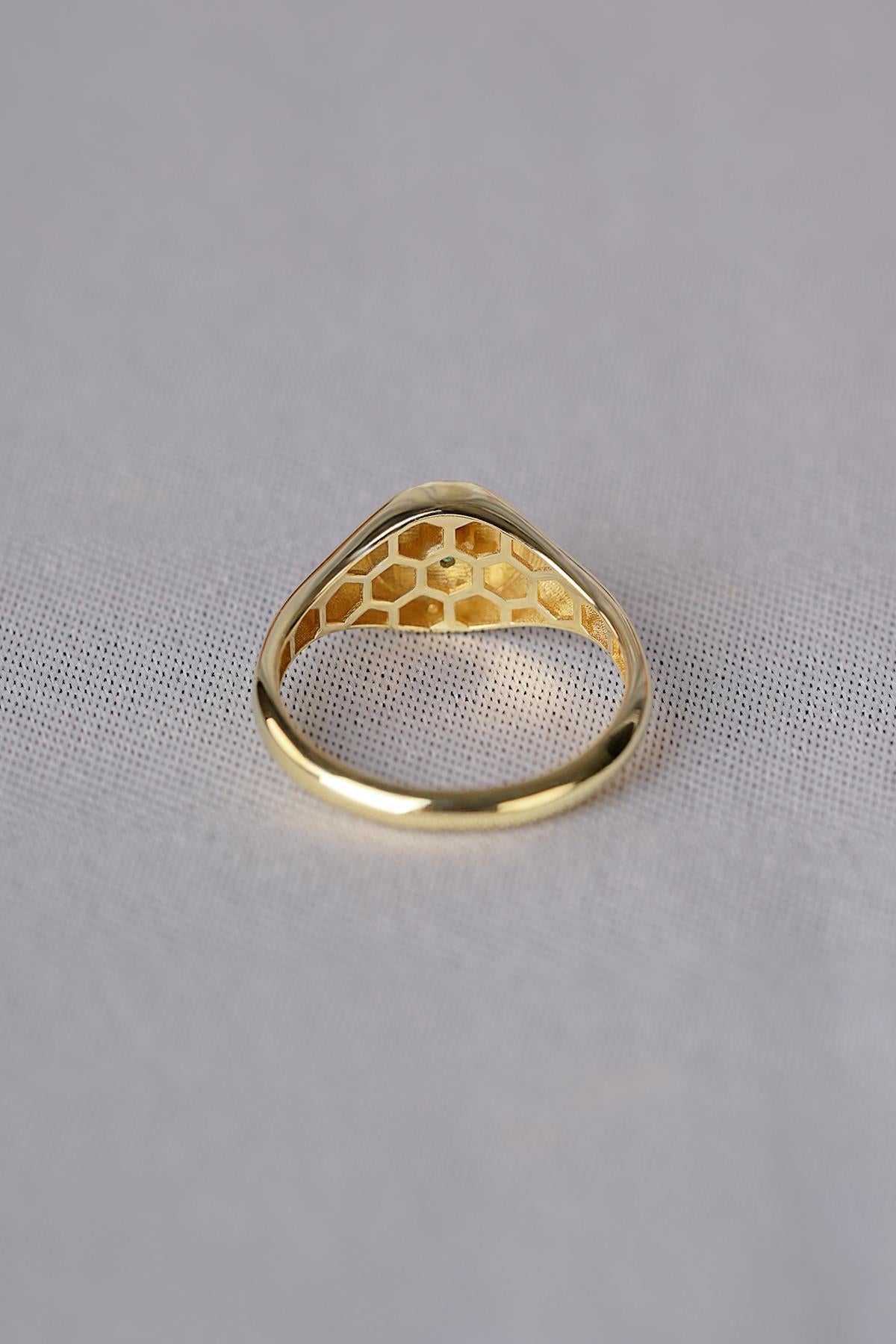 14K Gold Emerald North Star Ring