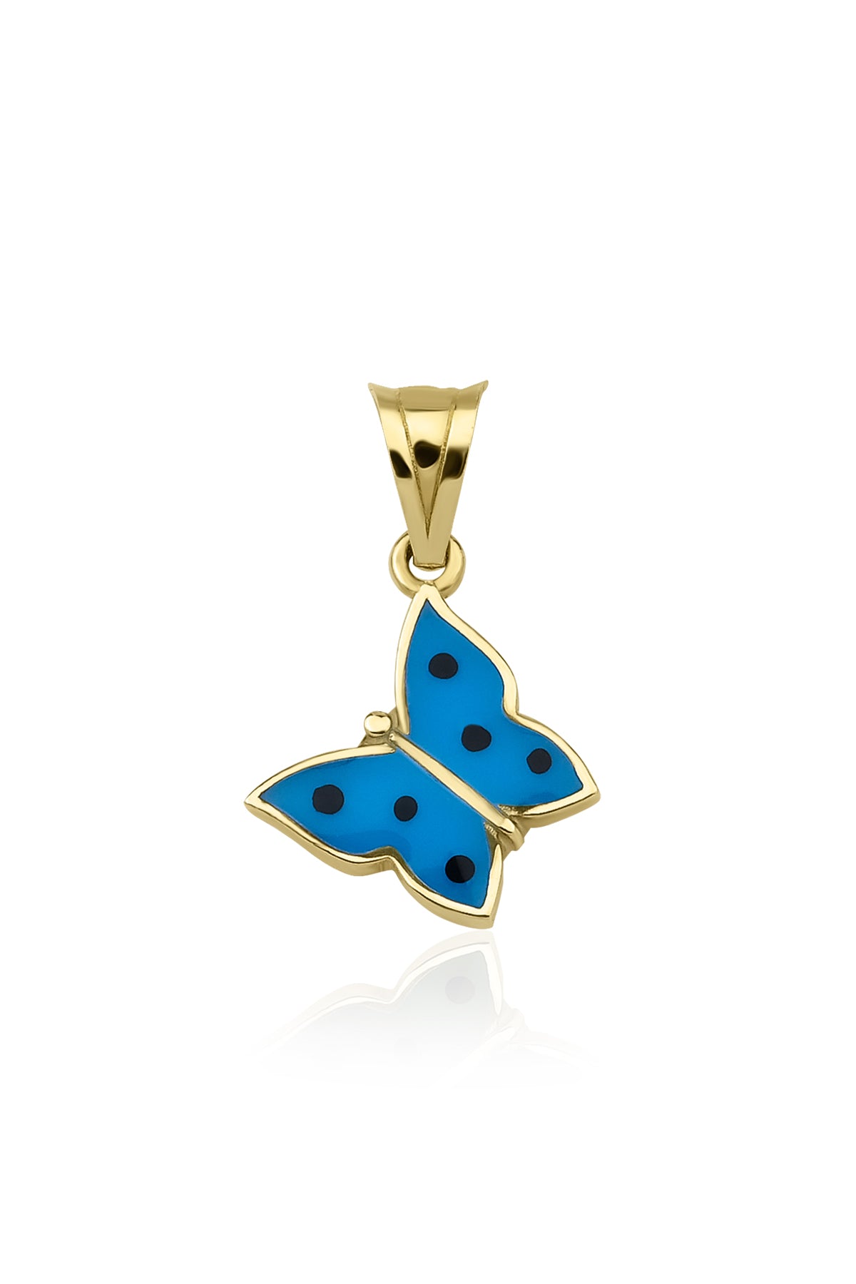 14K Gold Enamel Butterflys Charm