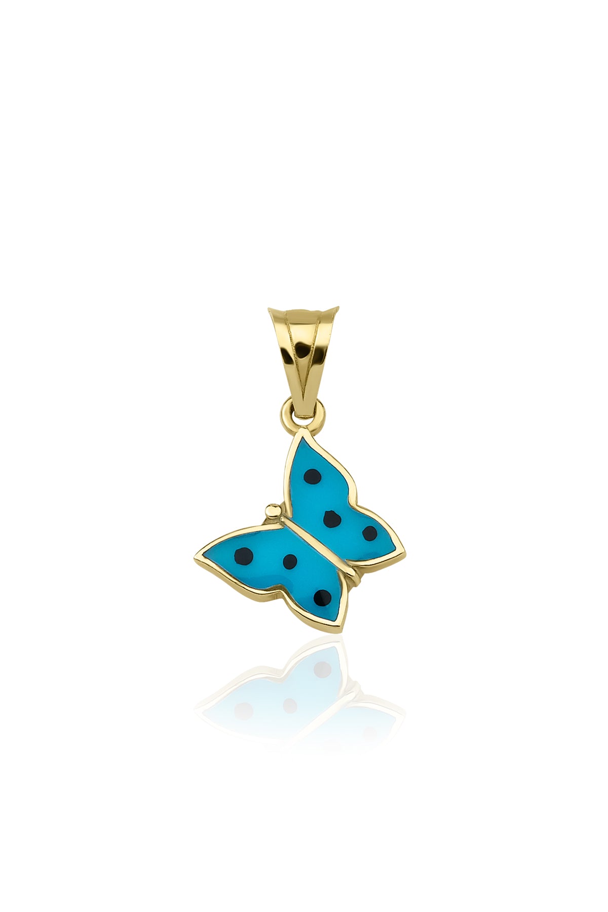 14K Gold Enamel Butterflys Charm