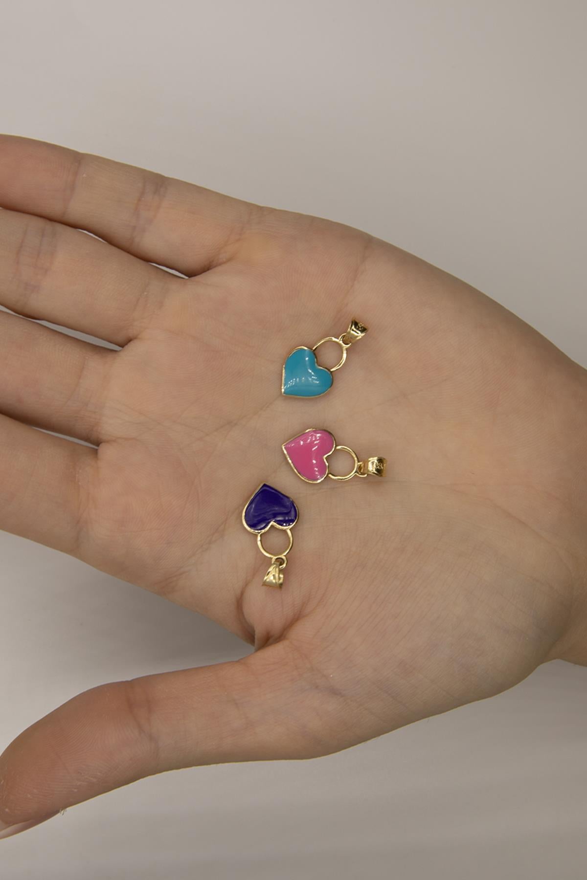 14K Gold Enamel Heart Charm