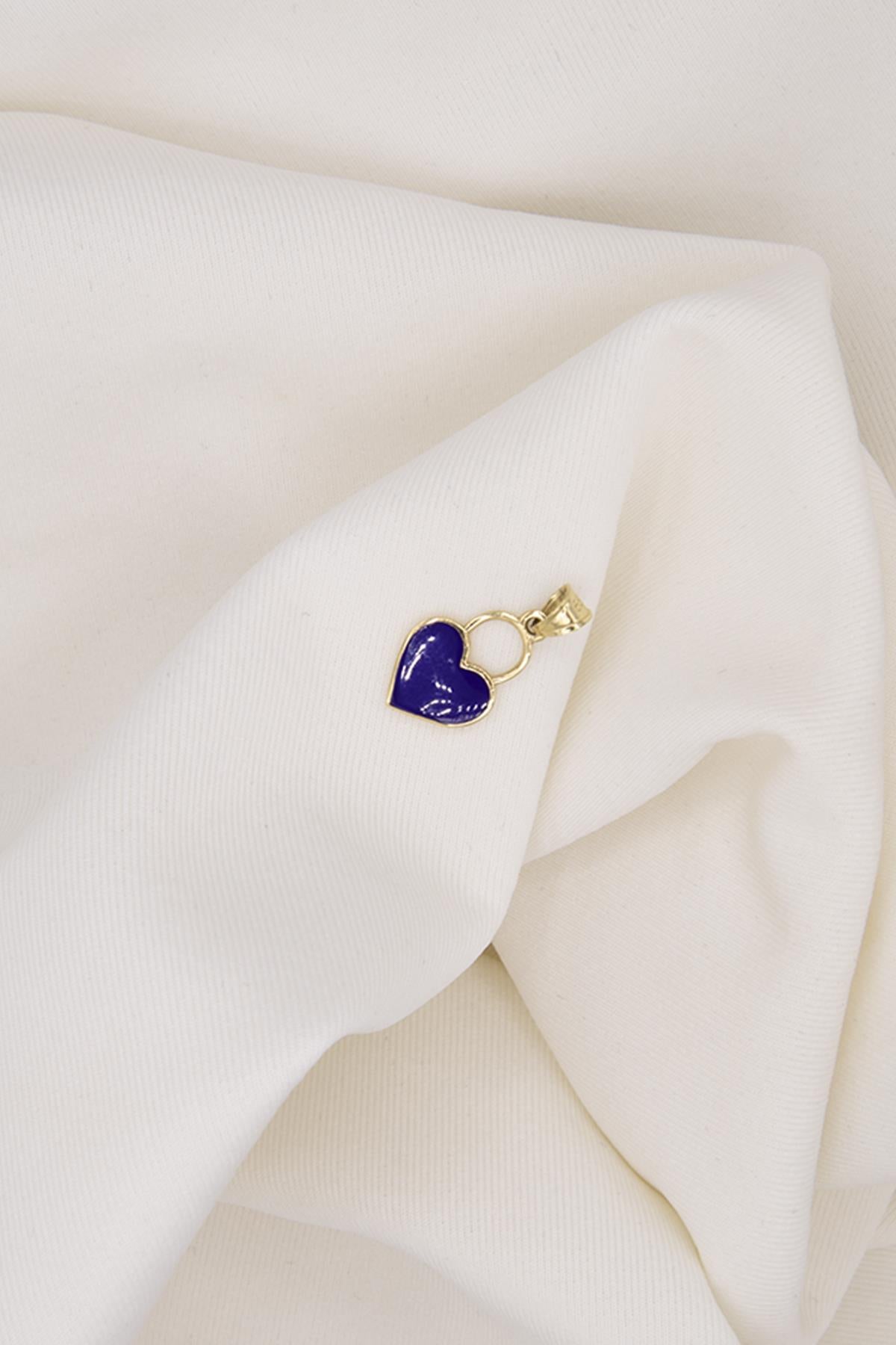 14K Gold Enamel Heart Charm