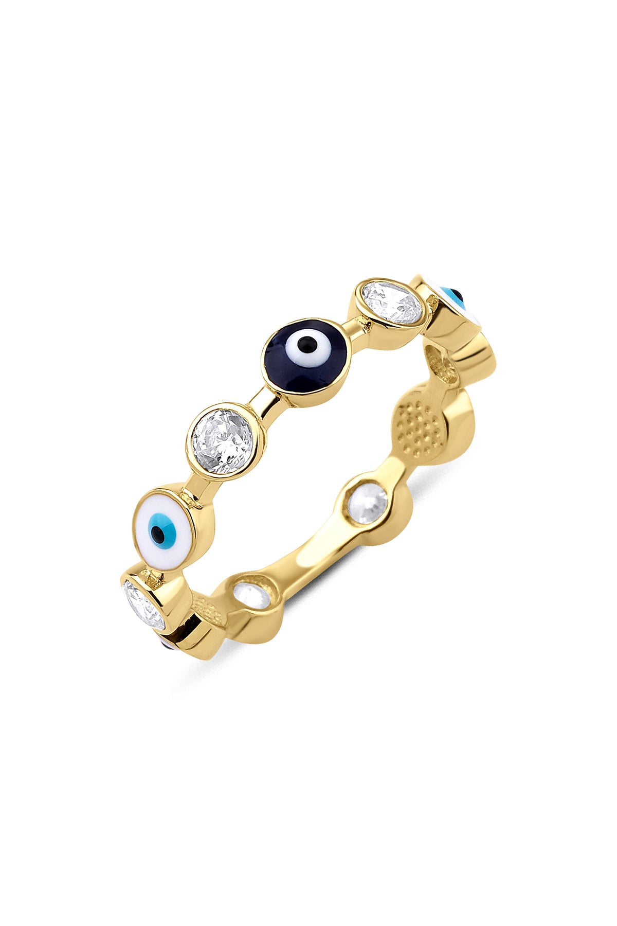 14K Gold Evil Eye and Stone Series Ring