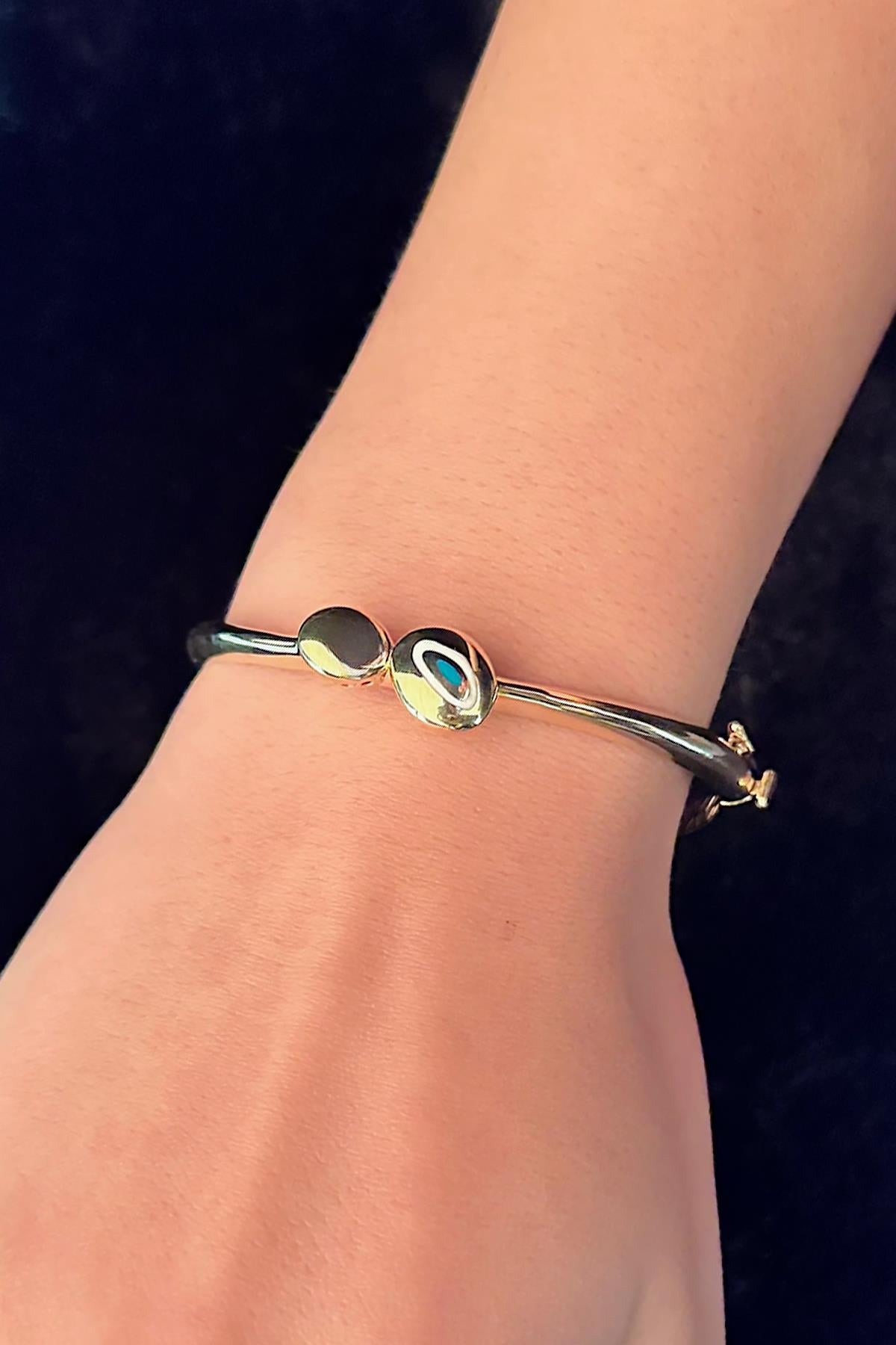 14K Gold Evil Eye Bangle