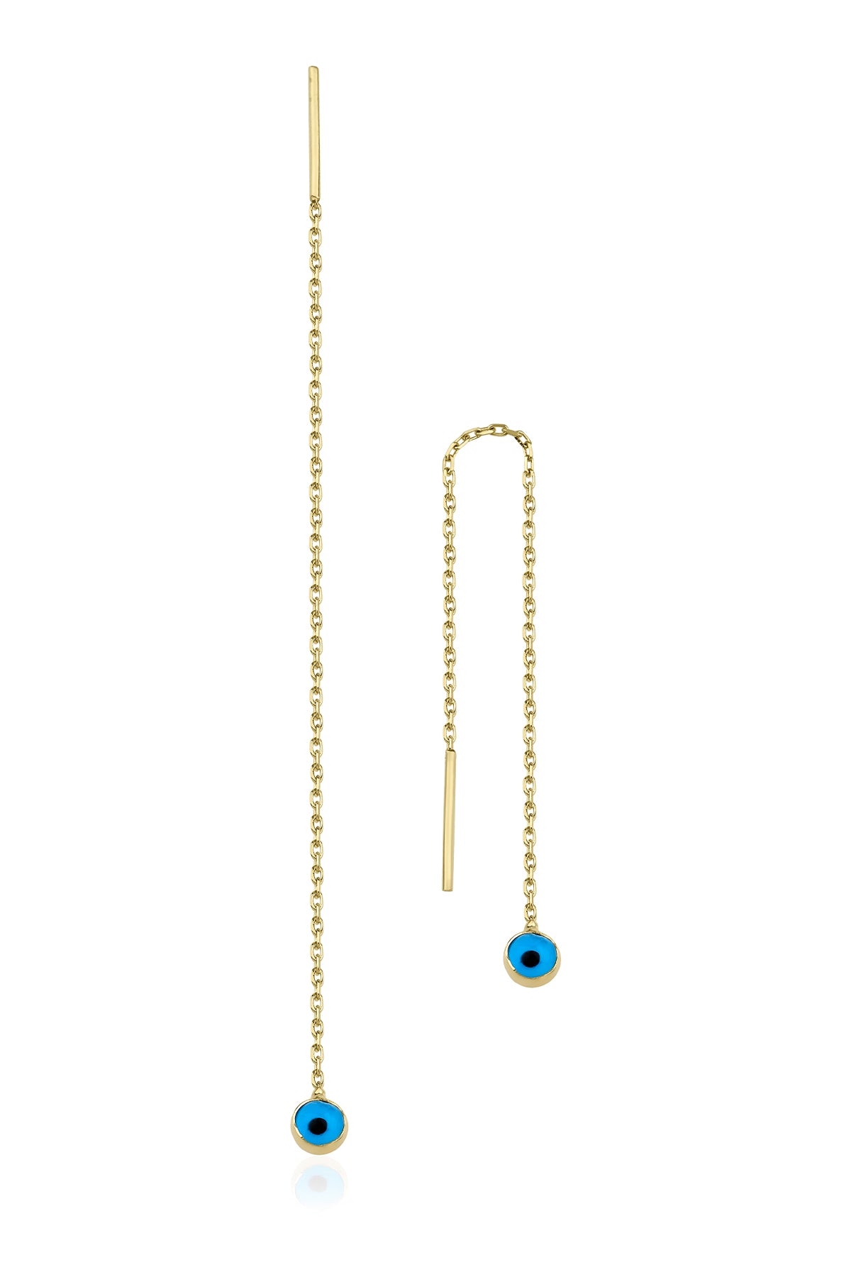 14K Gold Evil Eye Drop Earrings