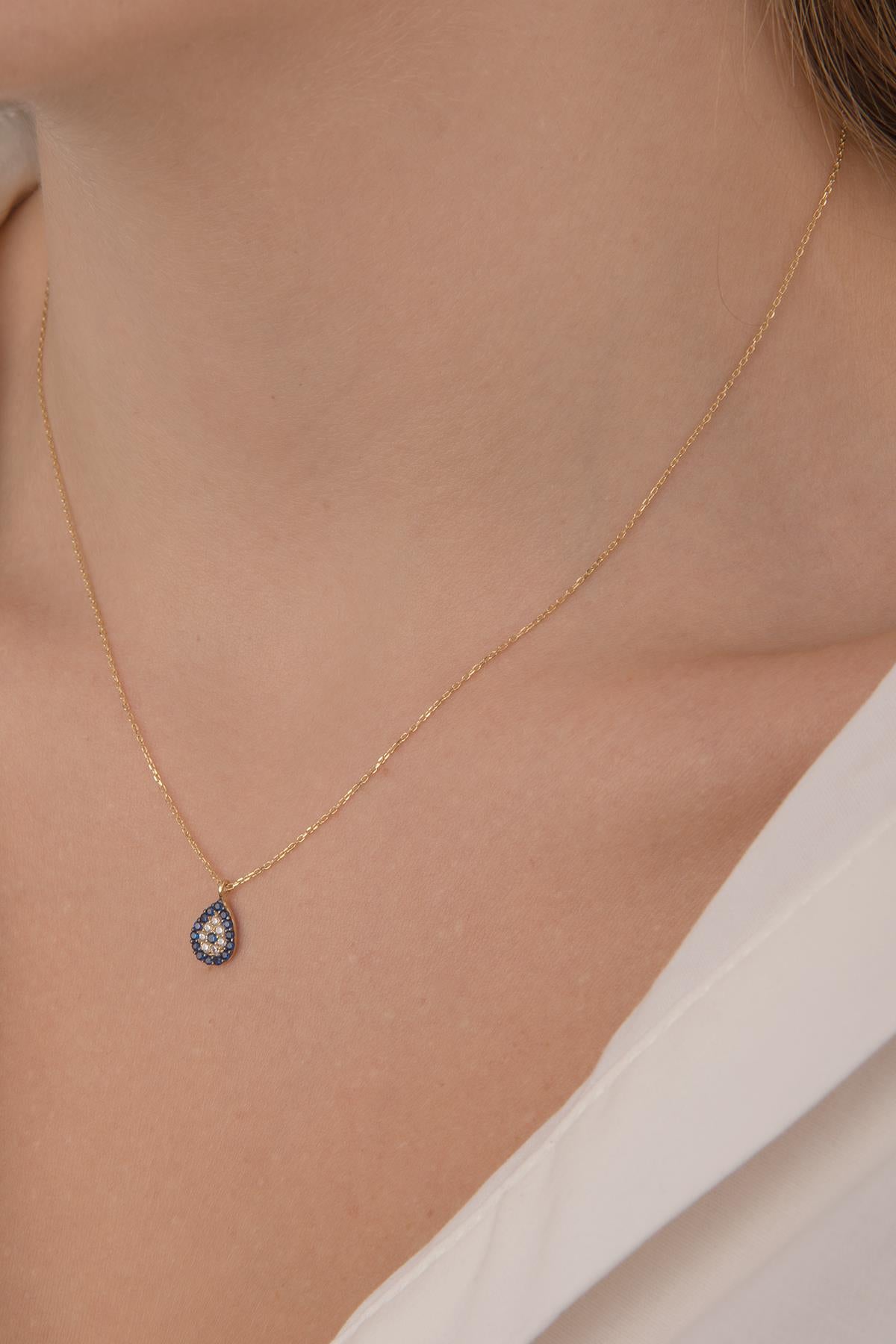 14K Gold Evil Eye Necklace
