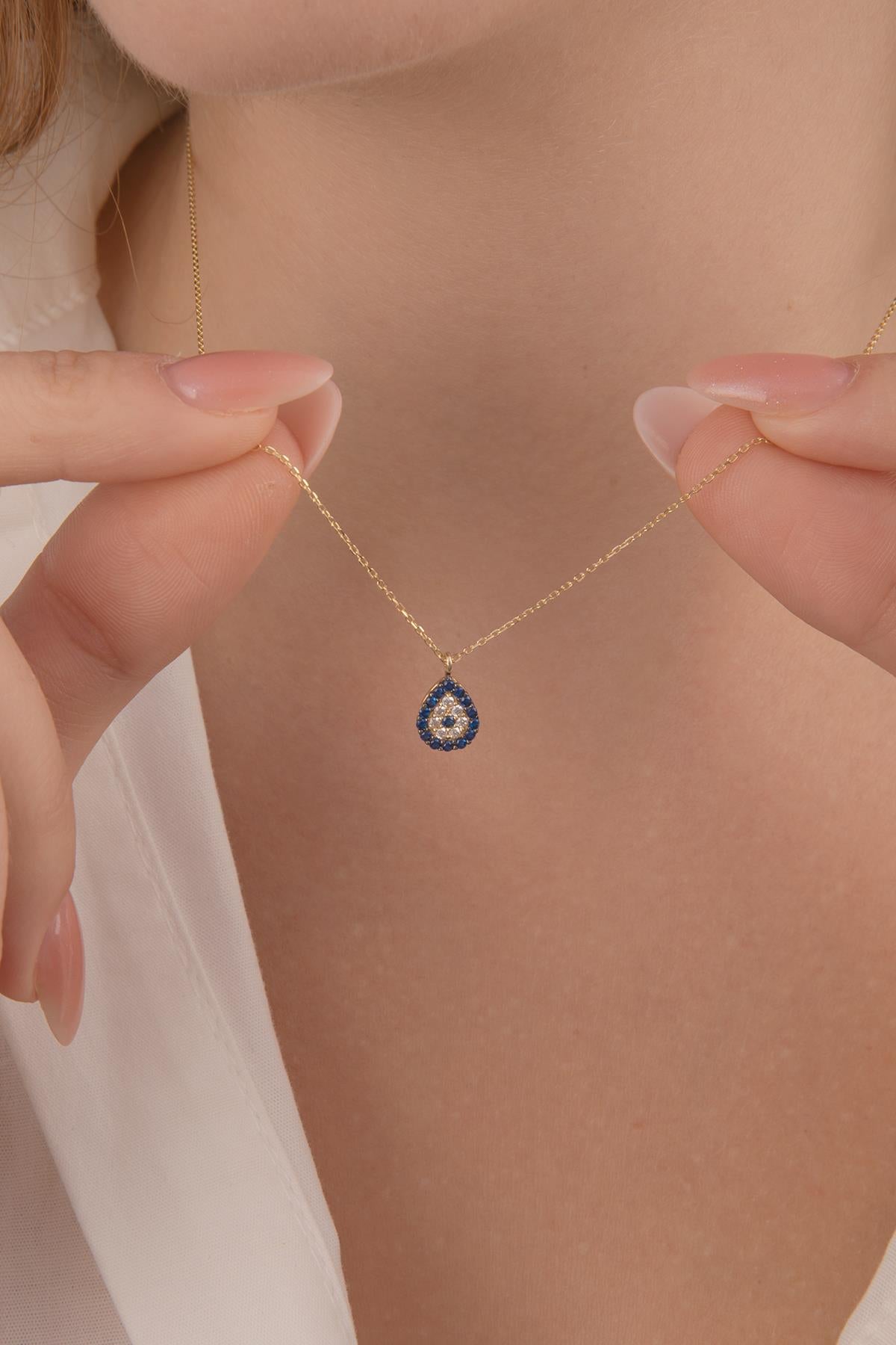 14K Gold Evil Eye Necklace