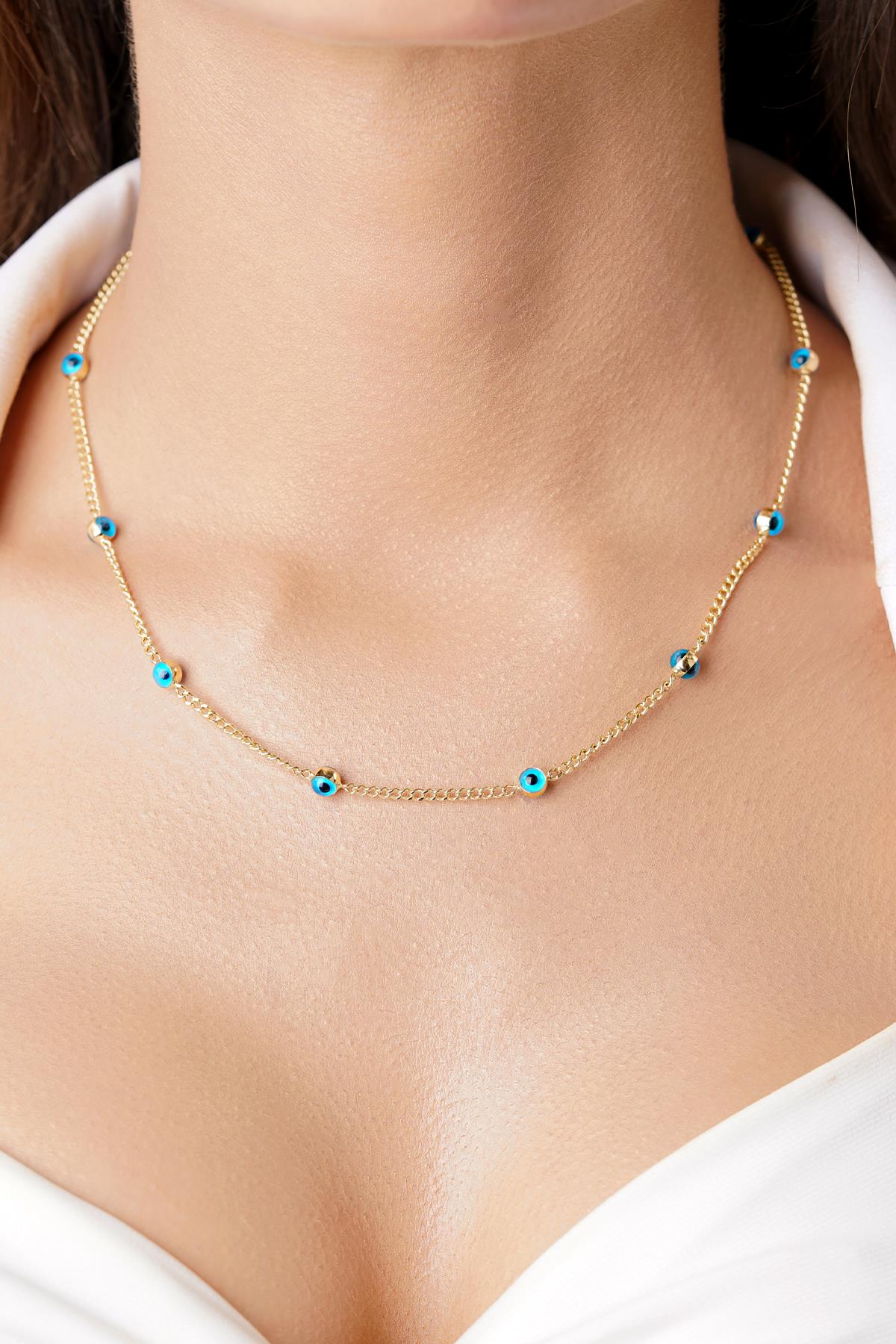 14K Gold Evil Eye on Cuban Chain Necklace